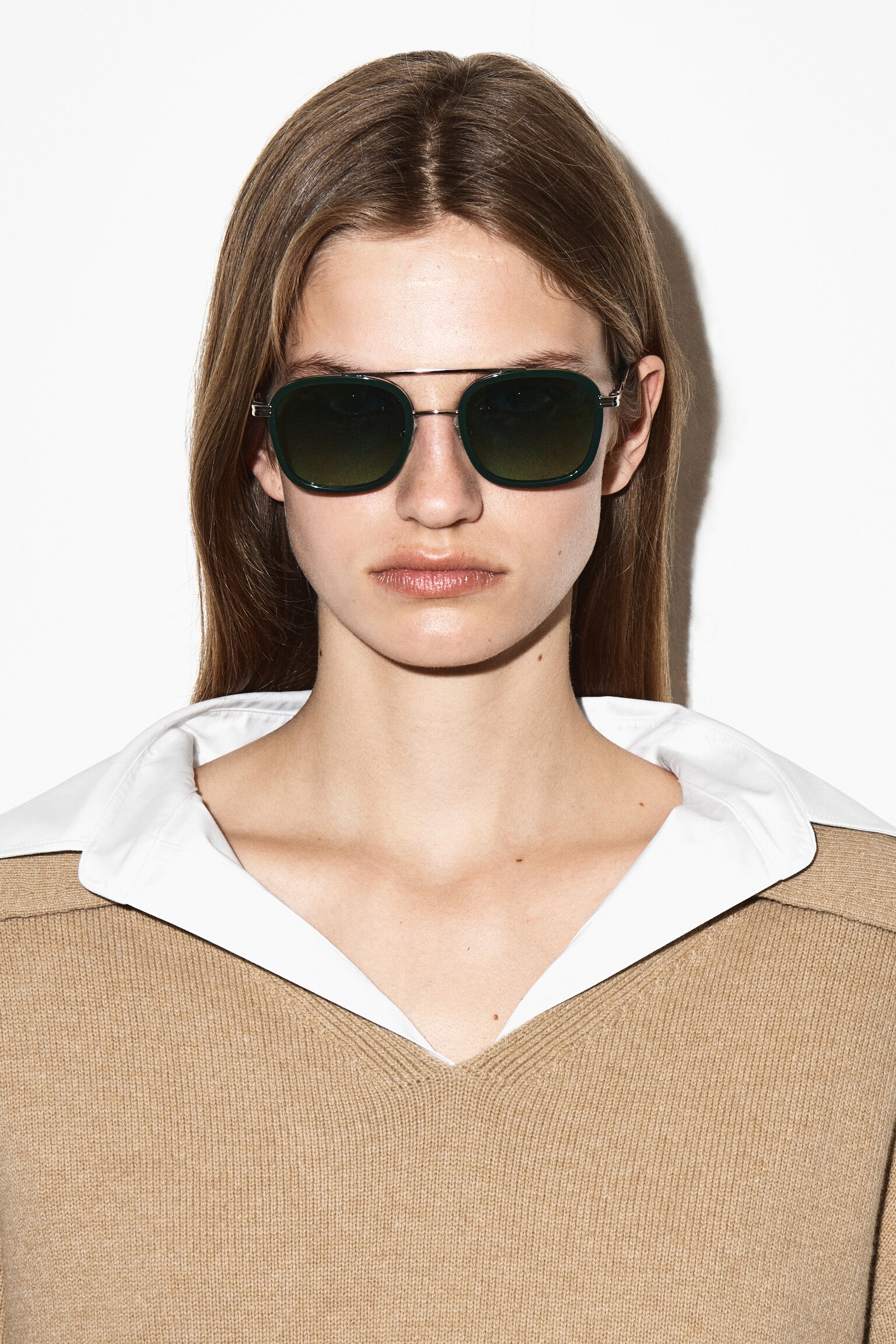 LUNETTES DE SOLEIL AVIATEUR À MONTURE RONDE - KAKI / CHARBON/MOTIF ÉCAILLE / BRUN - 5