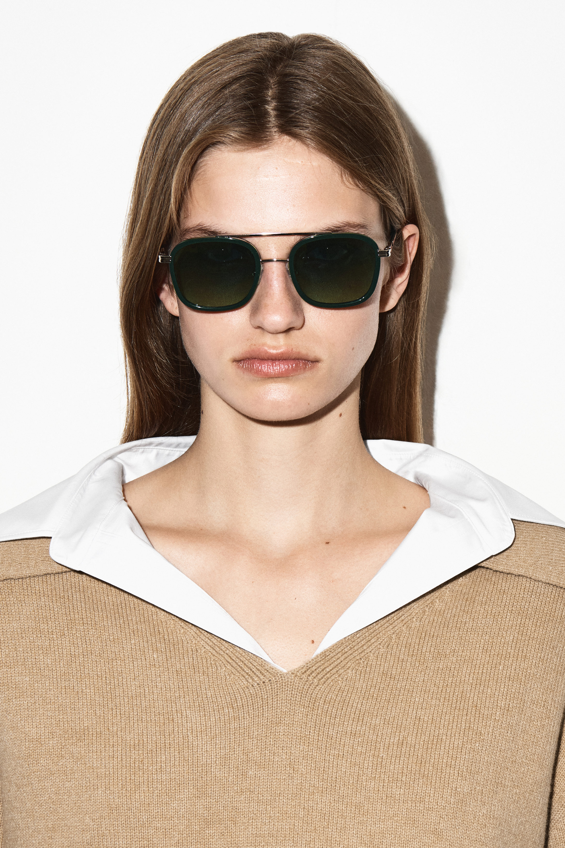 ROUND-FRAME AVIATOR SUNGLASSES - KHAKI / CHARCOAL | COS GB