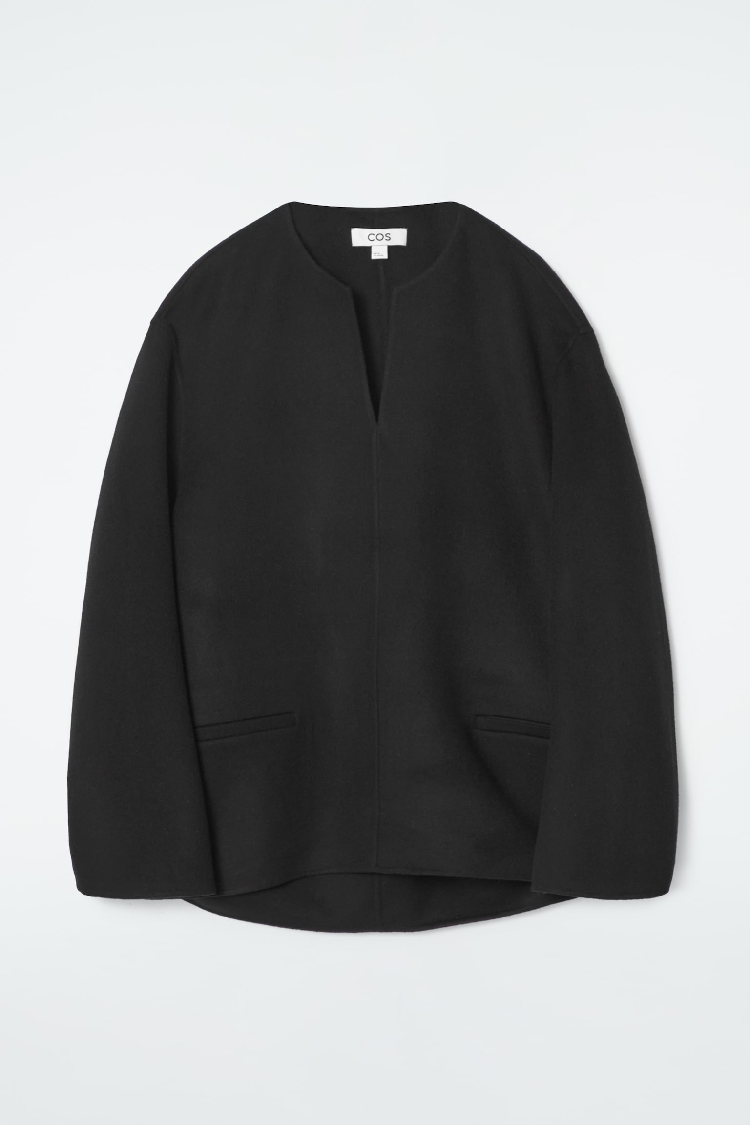 DOUBLE-FACED WOOL BLOUSE - BLACK/GREY