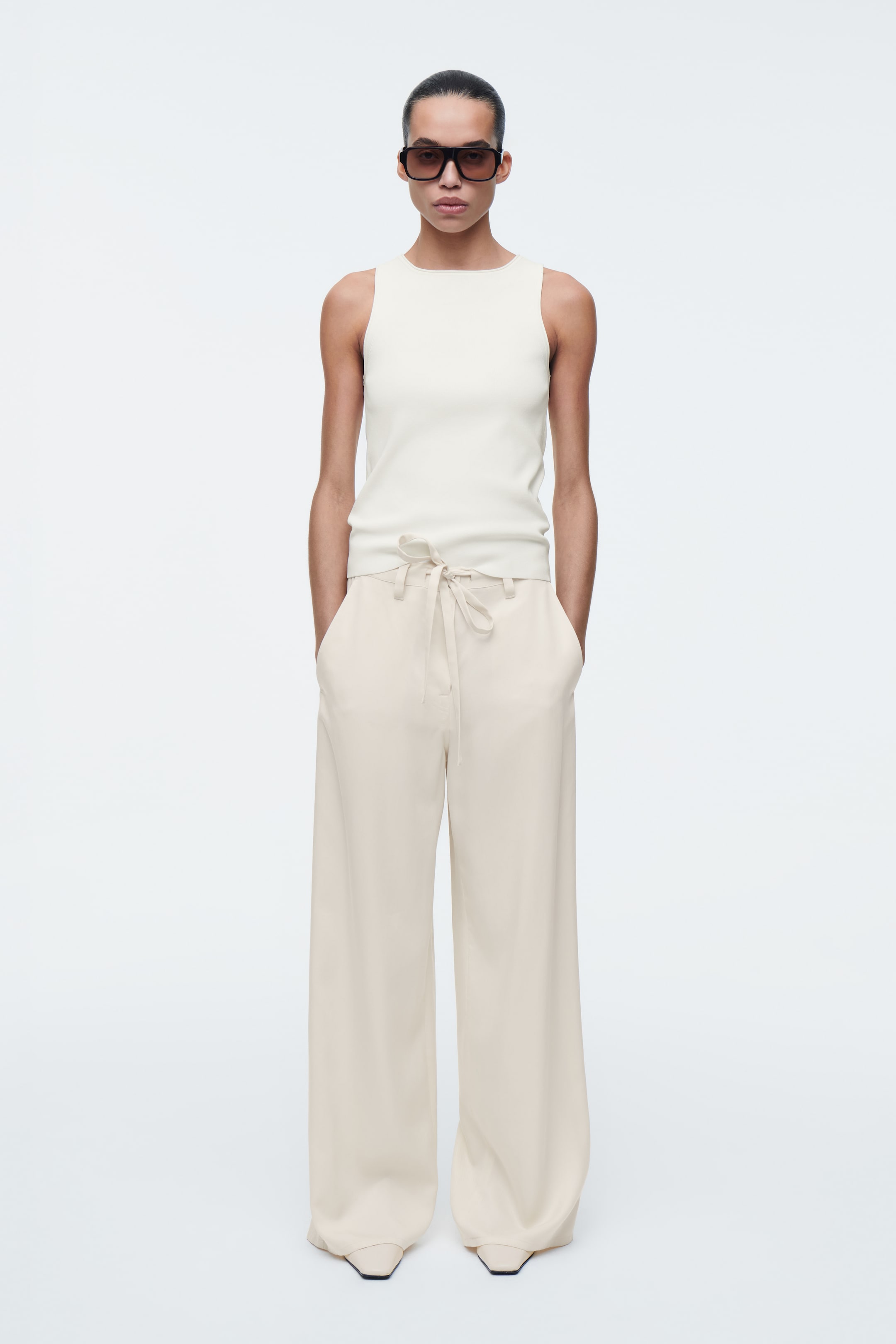 View larger image: TUBULAR KNITTED TANK TOP - IVORY - Ladies | H&M GB 3