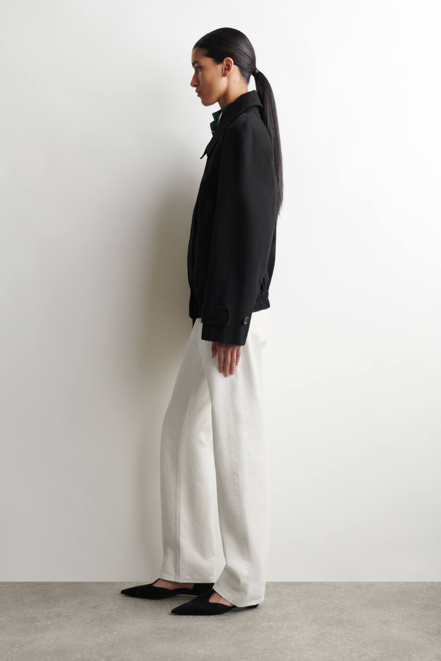 BLOUSON À SILHOUETTE ARRONDIE EN COTON-NOIR - 5