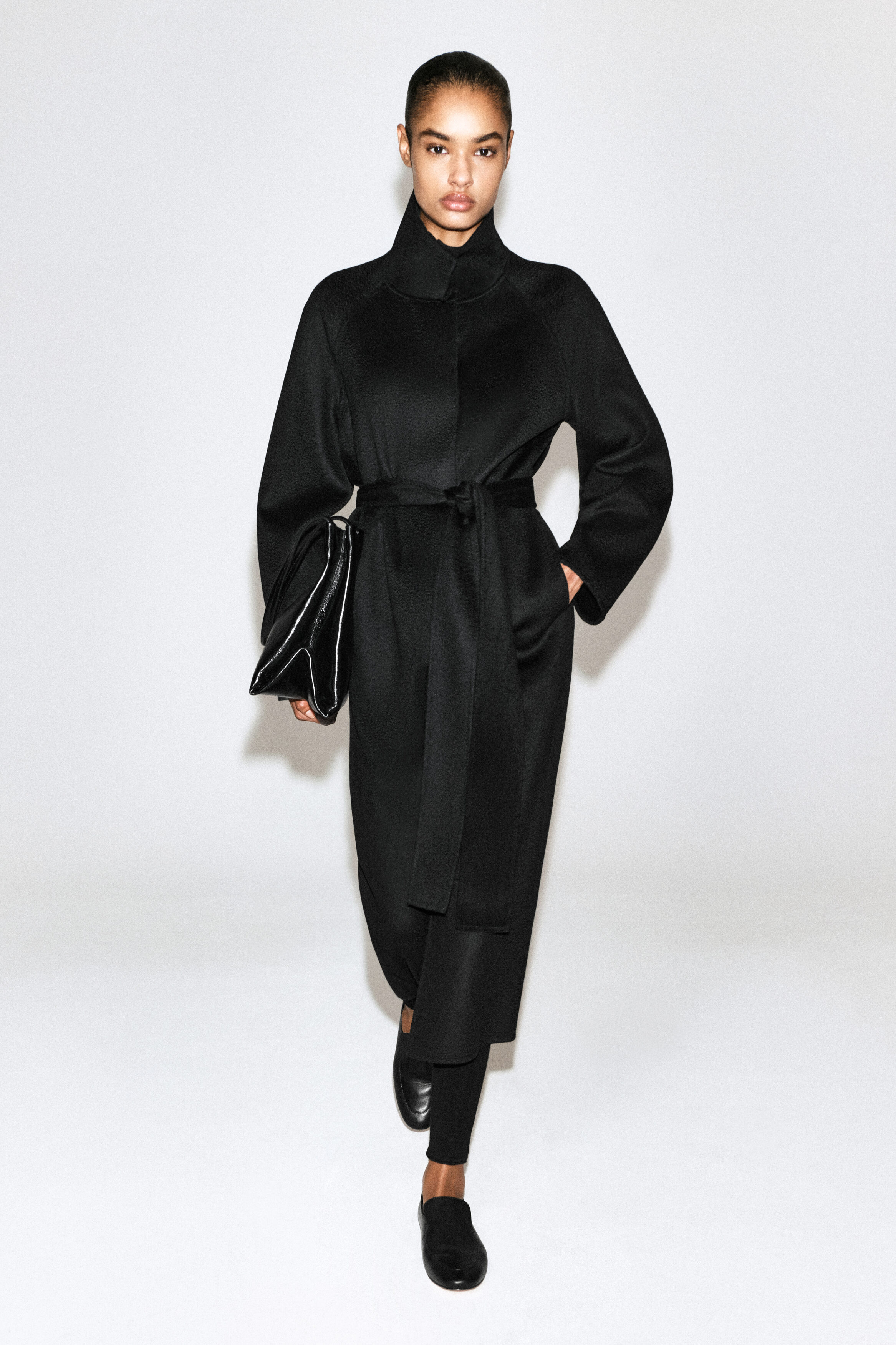 BELTED DOUBLE-FACED CASHMERE COAT - BLACK | COS DK