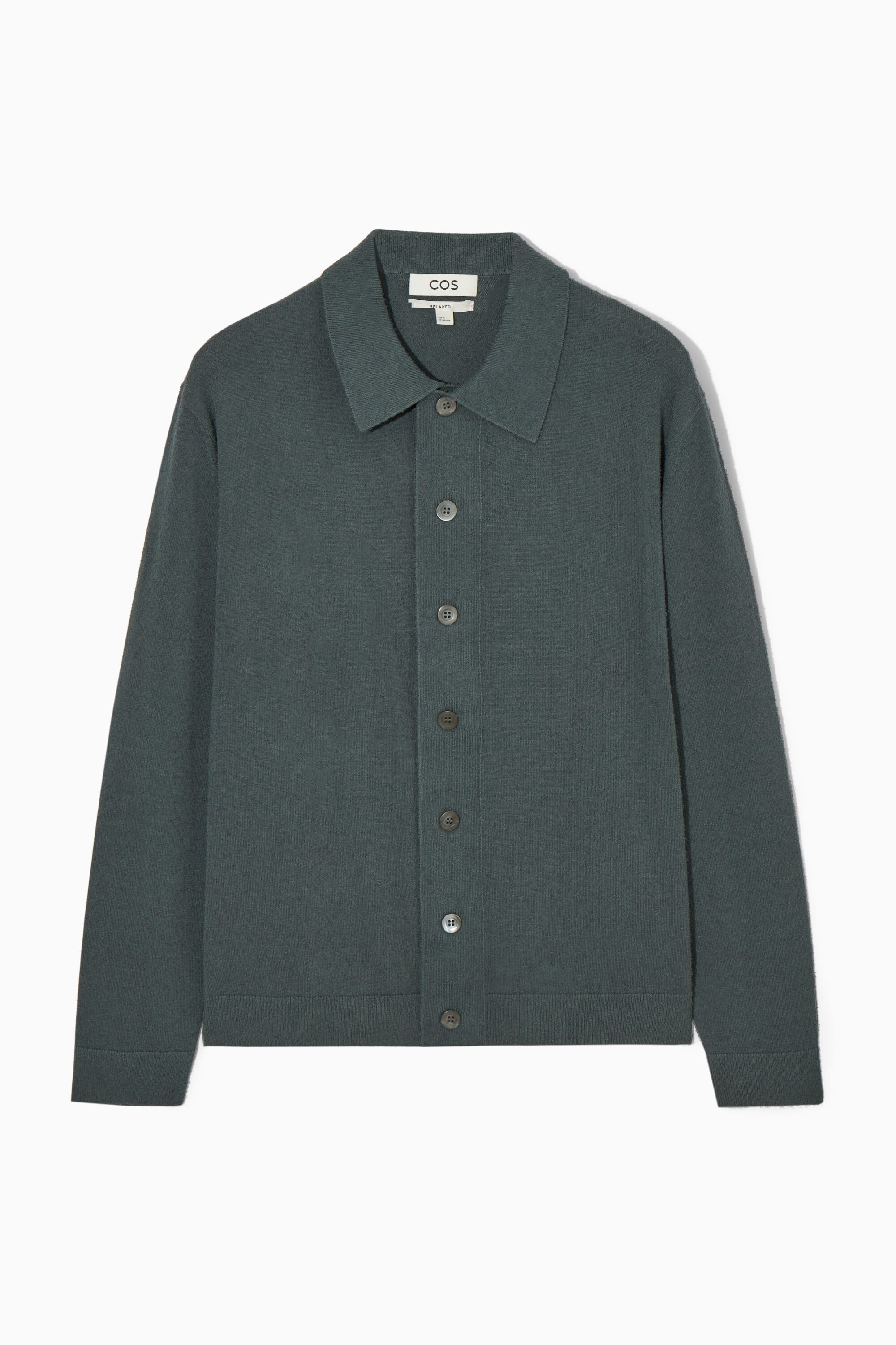 RELAXED TEXTURED-KNIT COTTON OVERSHIRT - DARK TURQUOISE | COS