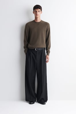 PURE CASHMERE CREW-NECK SWEATER — BROWN MÉLANGE 2