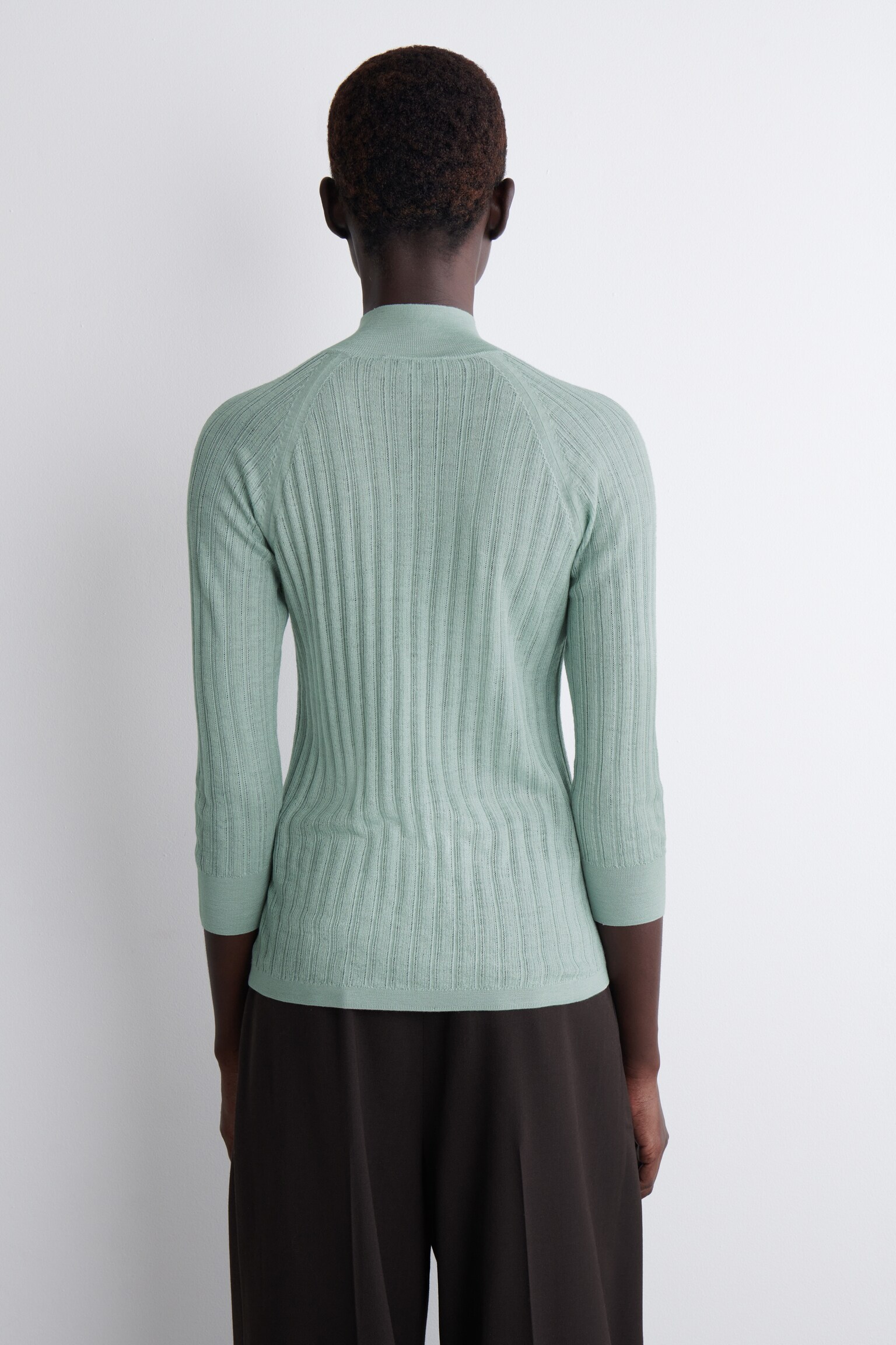 HAUT DIAPHANE EN MAILLE CÔTELÉE - TURQUOISE/PÊCHE - 5