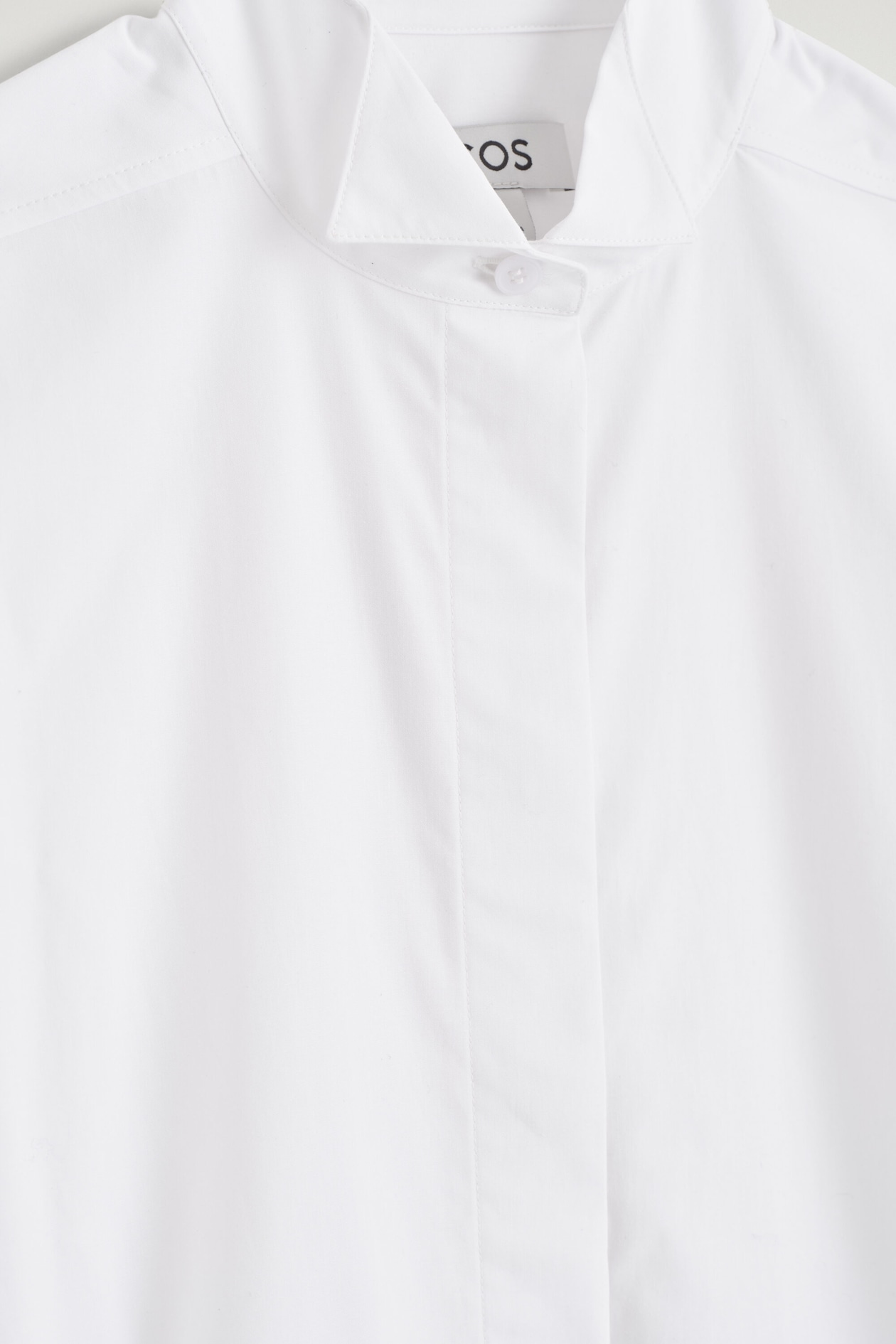 WING-COLLAR COTTON TUXEDO SHIRT — WHITE