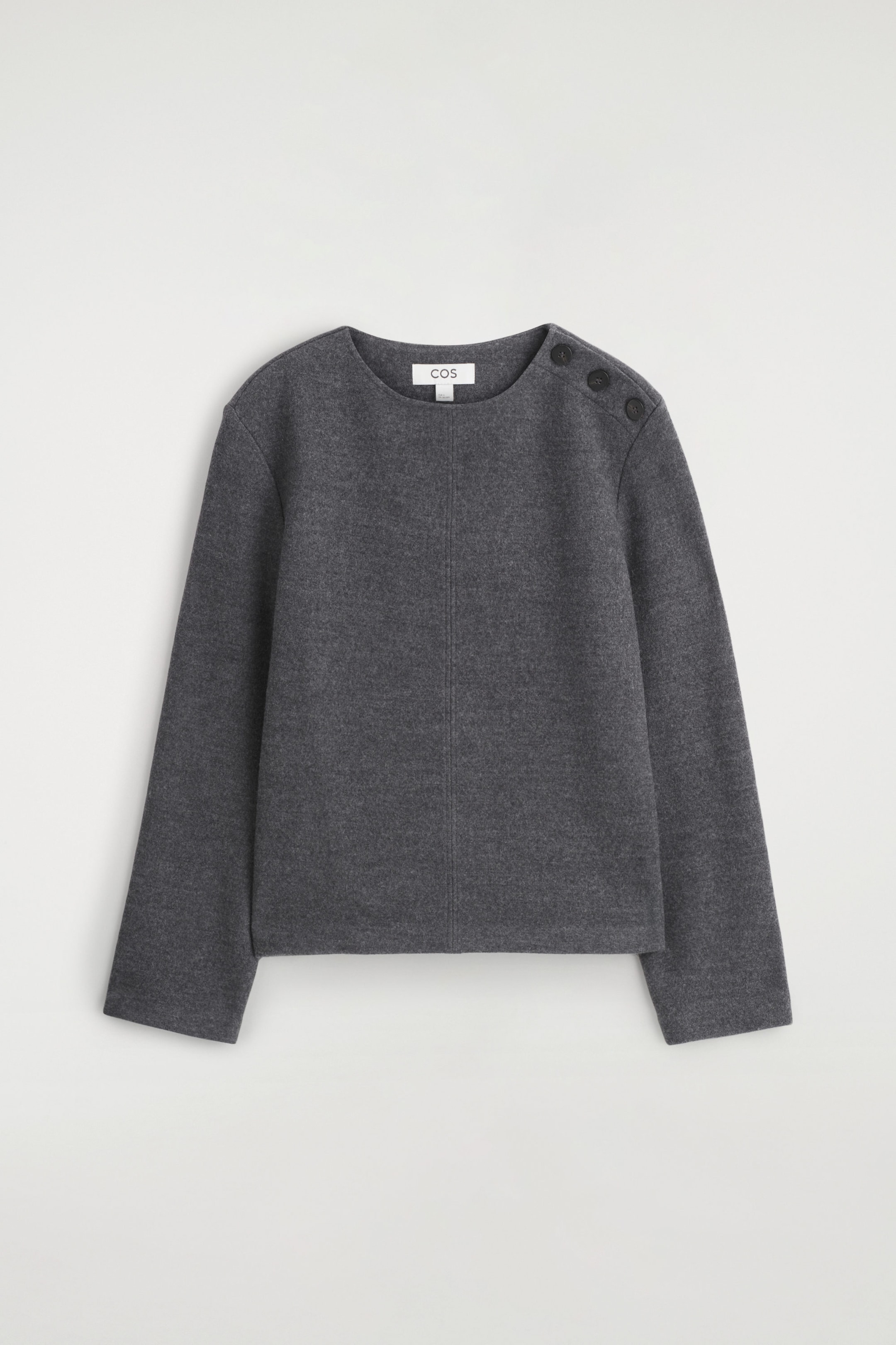 BUTTON-DETAIL BOILED-WOOL SWEATSHIRT