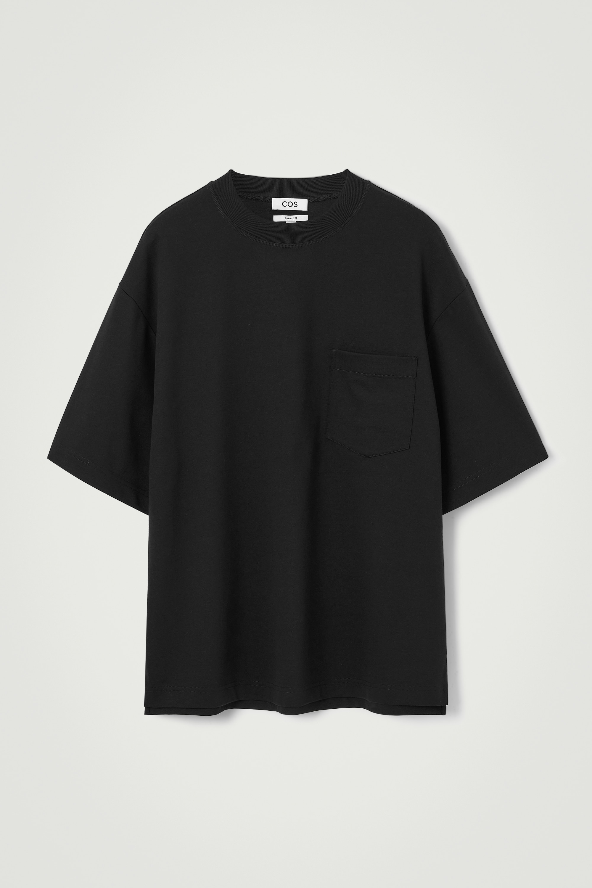 OVERSIZED HEAVYWEIGHT COTTON T-SHIRT - ZWART/WIT