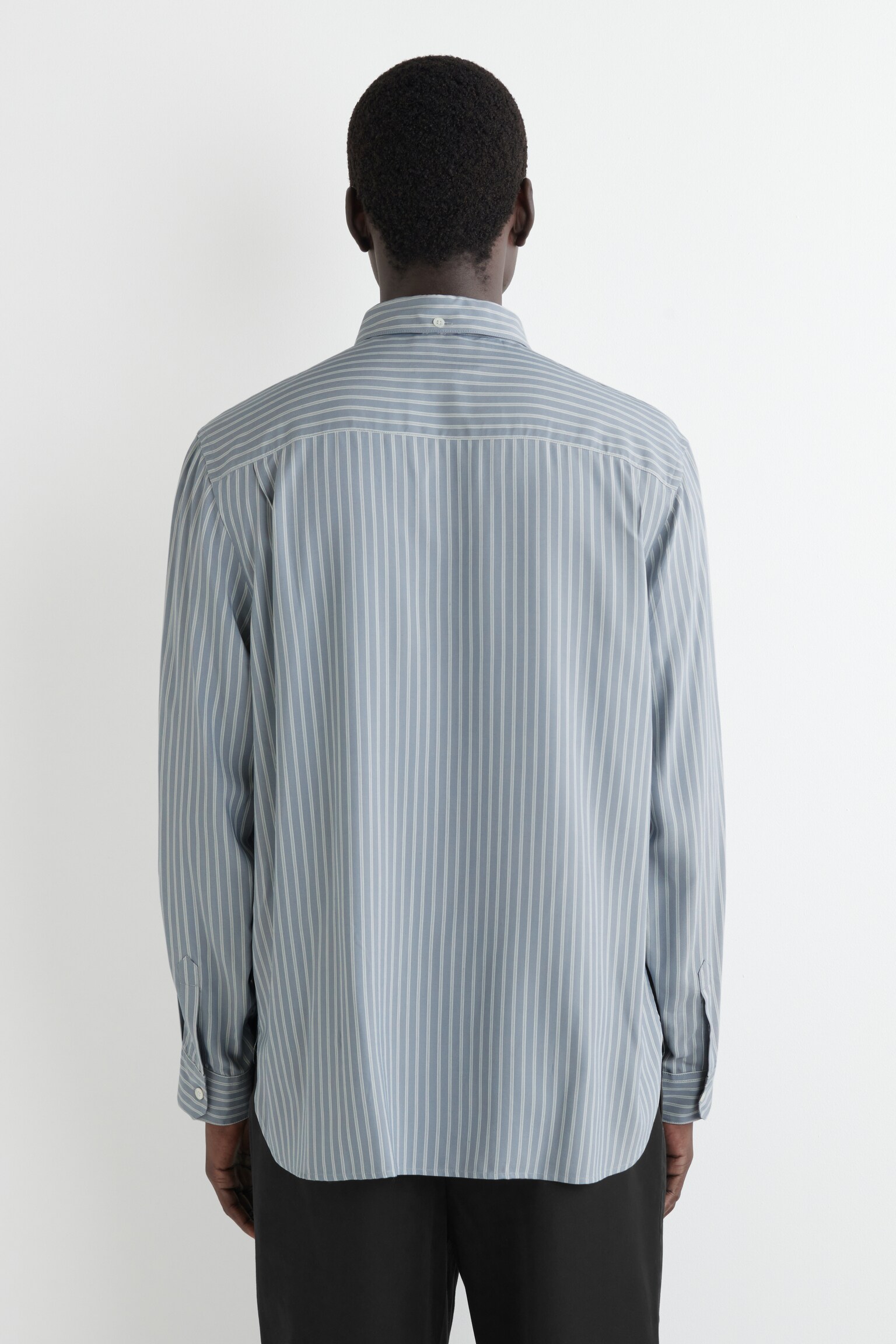 TIE-DETAIL STRIPED SHIRT - BLUE / STRIPED - 7