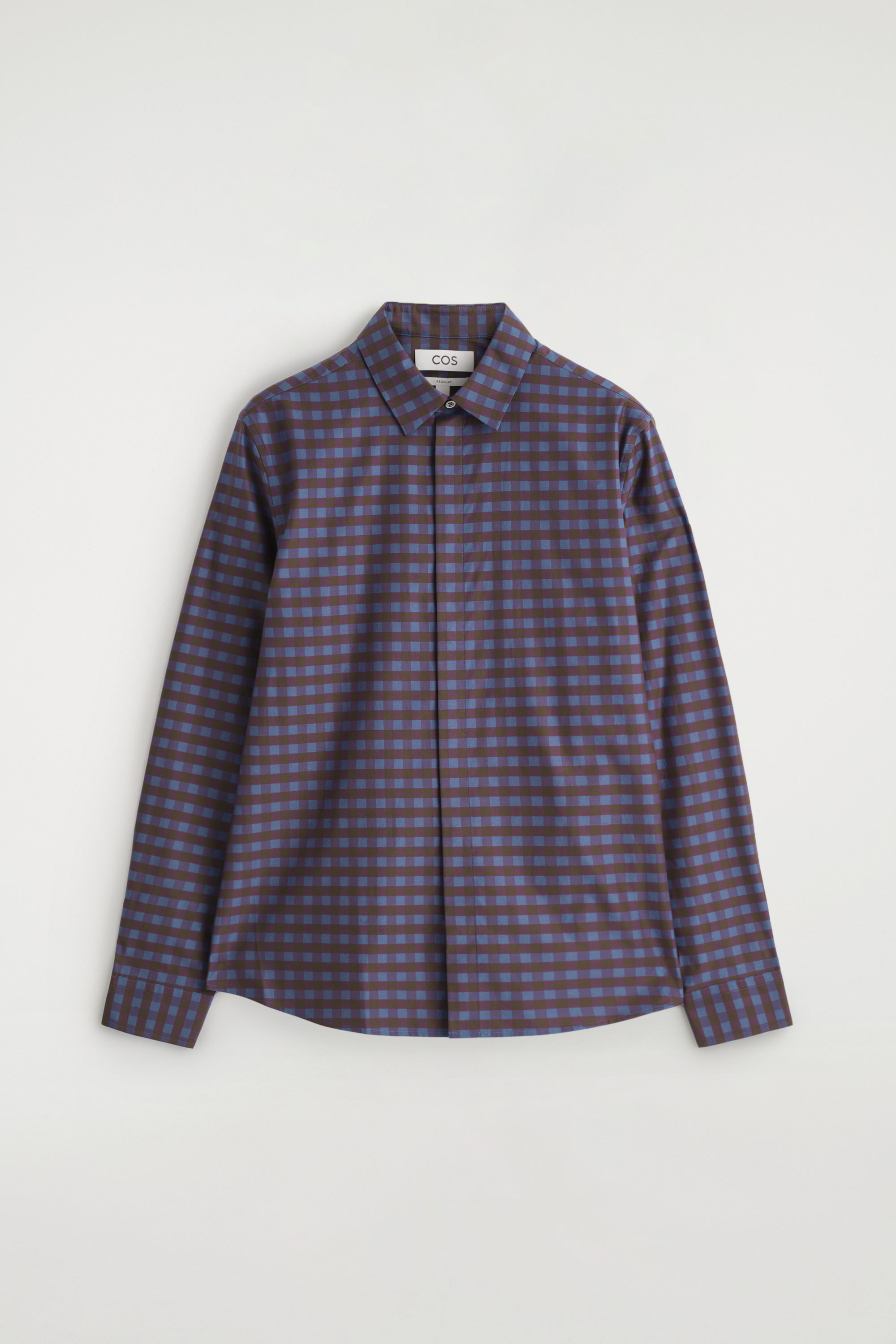 シャツ HUECLOSET hooded tartan check shirt SE247 CHECKED COTTON SHIRT - BURGUNDY / BLUE / CHECKERED | COS