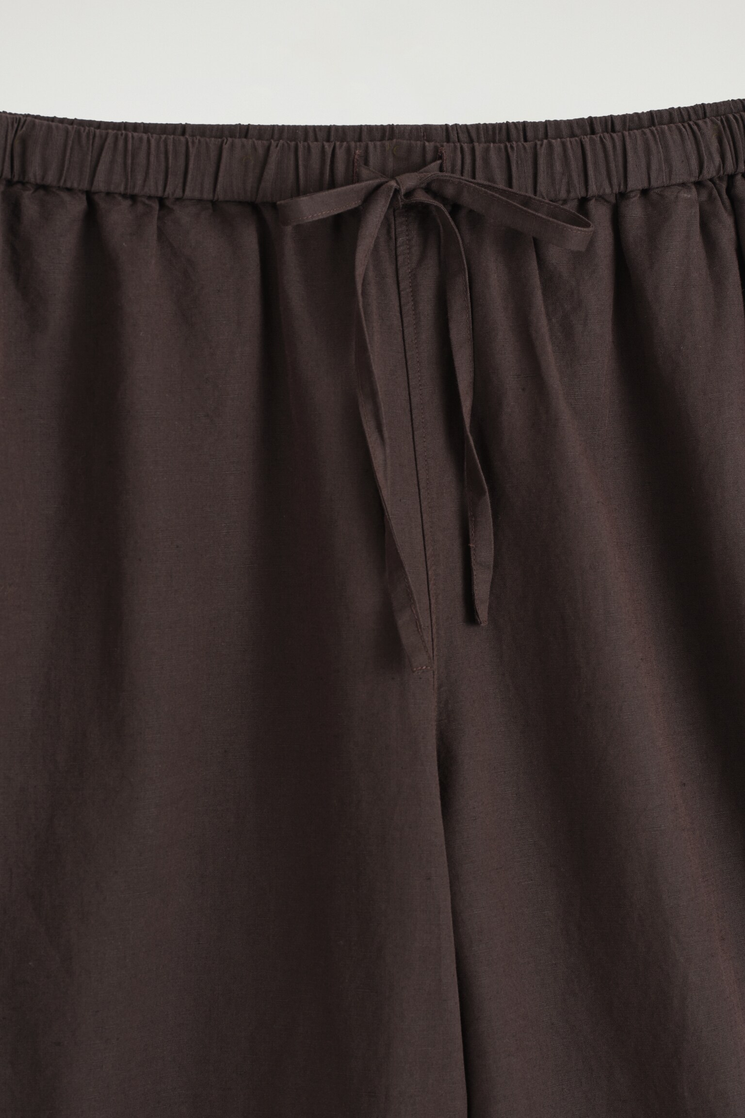 PANTALON LARGE TAILLE AJUSTABLE EN LIN - BRUN FONCÉ/ROSE - 3