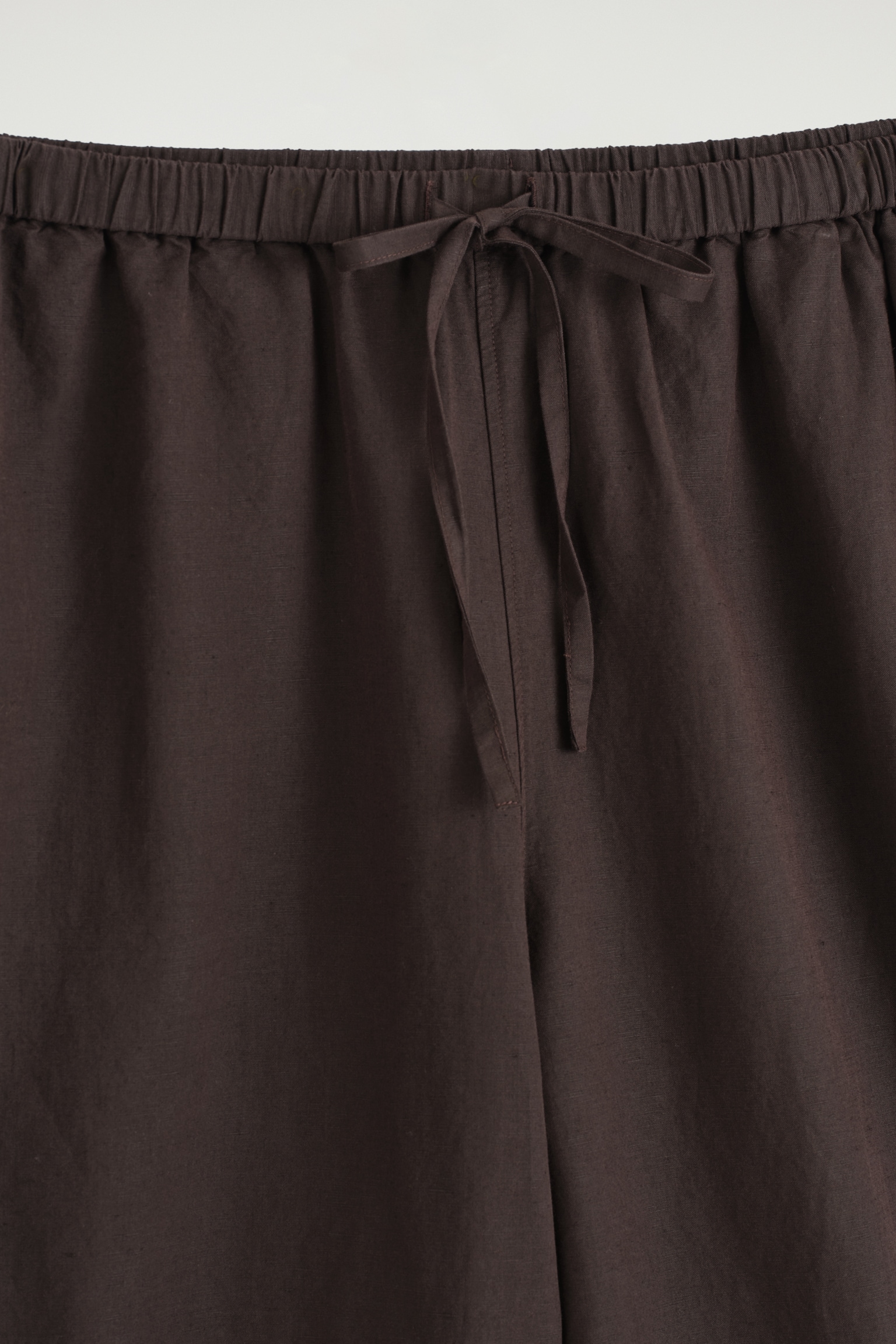 PANTALON LARGE TAILLE AJUSTABLE EN LIN - BRUN FONCÉ/ROSE - 5