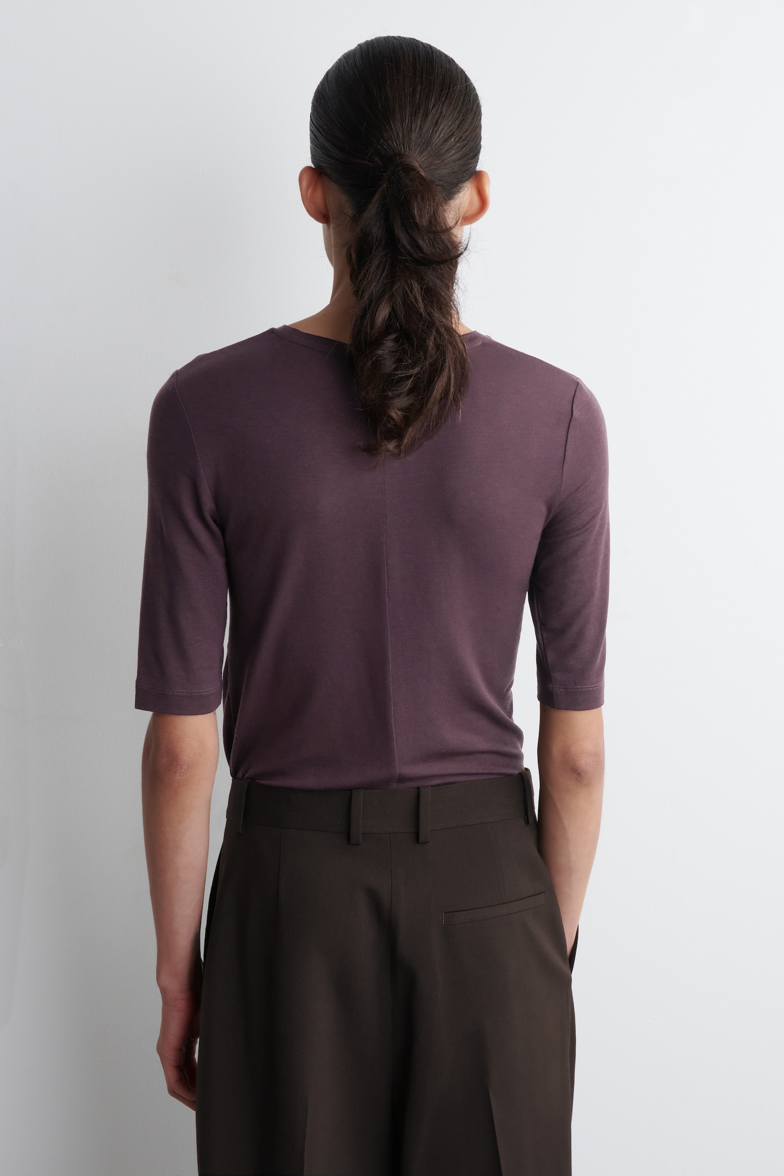 SLIM LIGHTWEIGHT T-SHIRT - BURGUNDY/LIGHT-BEIGE MÉLANGE/LIGHT PINK - 7