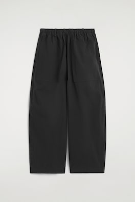 COTTON BARREL-LEG UTILITY TROUSERS — BLACK 7