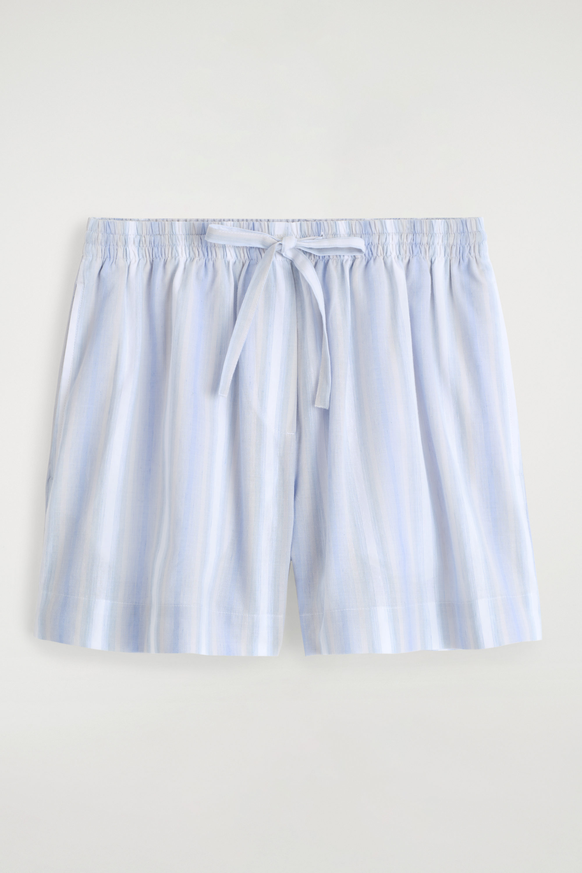 ★NOIAGO★ Lace Banding Shorts Sky Blue NOI1560 STRIPED SEERSUCKER SHORTS - BLUE / STRIPED | COS