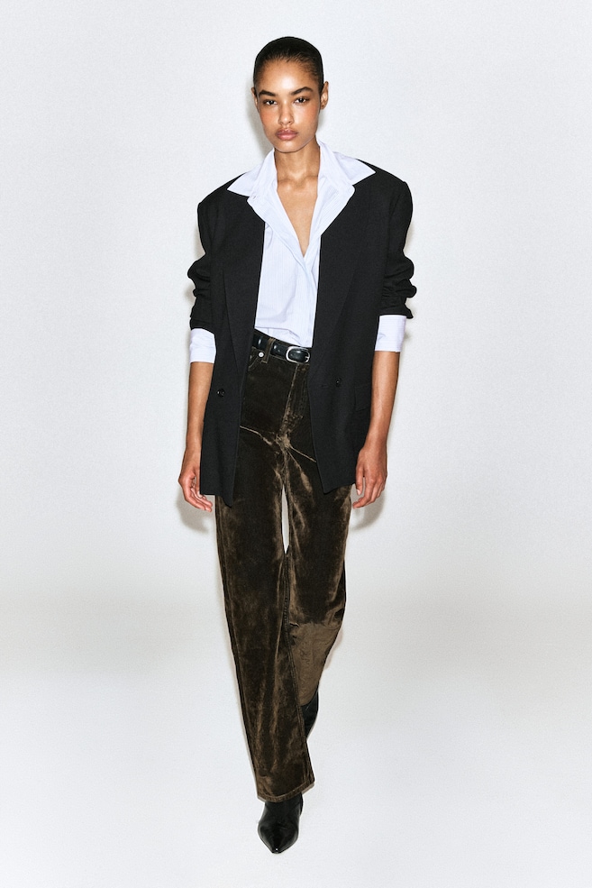 CORDUROY STRAIGHT-LEG JEANS — BROWN