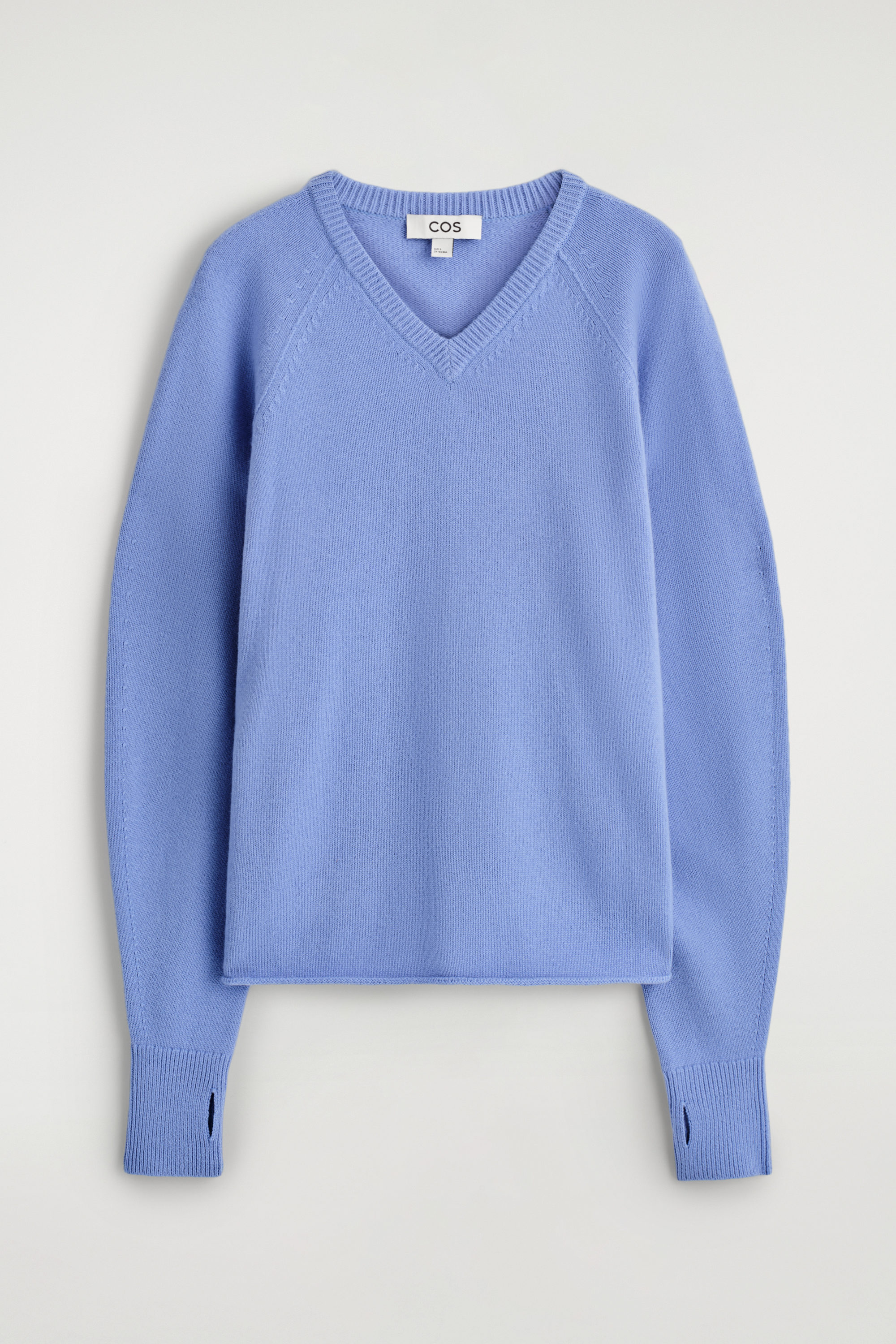 MERINO WOOL V-NECK SWEATER CORNFLOWER BLUE COS