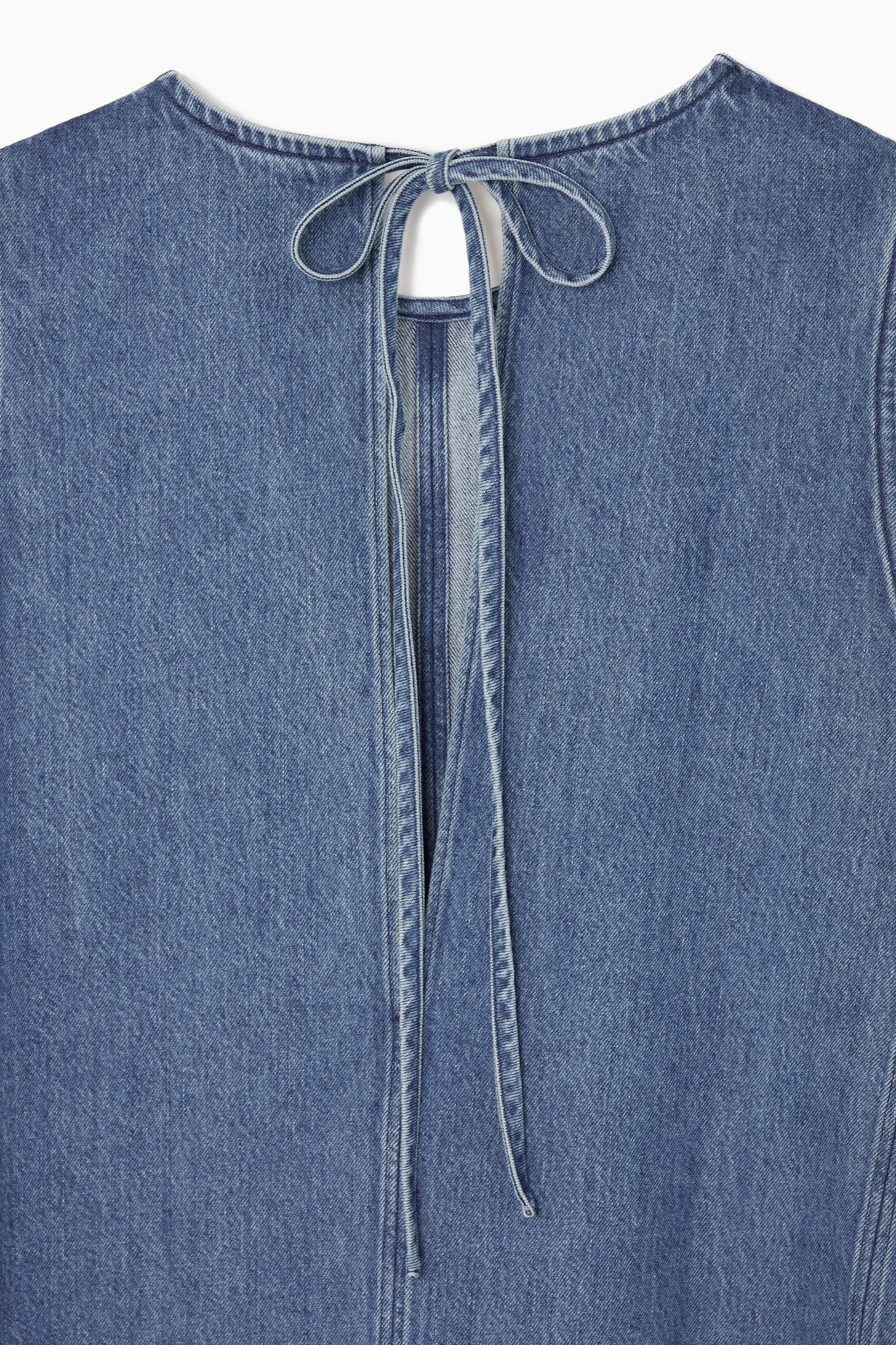 PANELED DENIM SHIFT DRESS