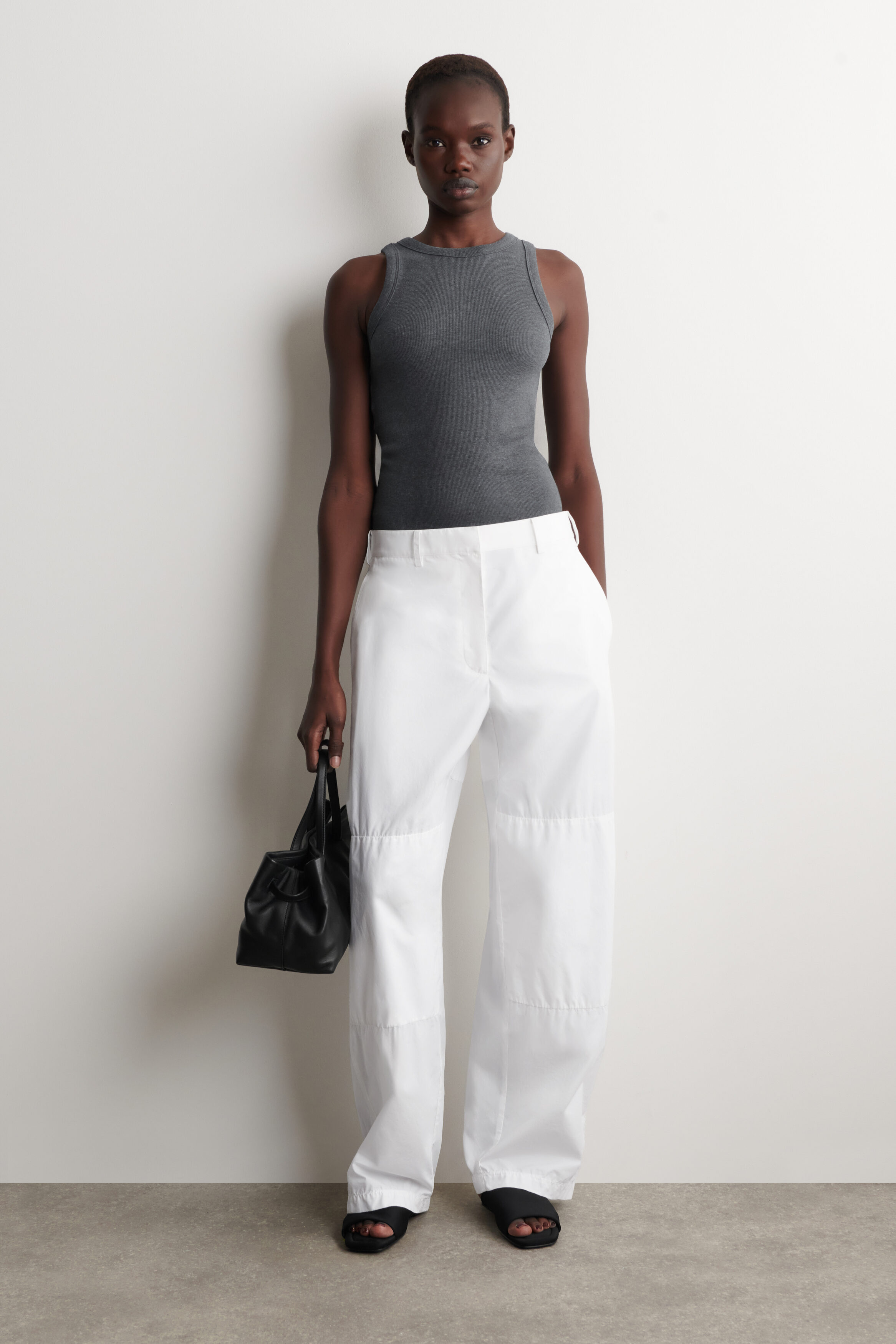 RIBBED COTTON TANK TOP - DARK-GRAY MÉLANGE | COS US