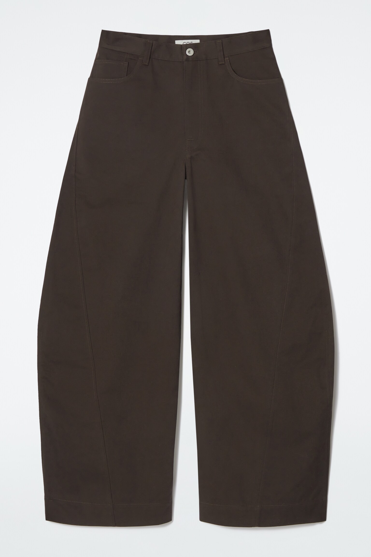 DECONSTRUCTED COTTON BARREL-LEG TROUSERS - DARK BROWN/BLUE/BLACK - 1