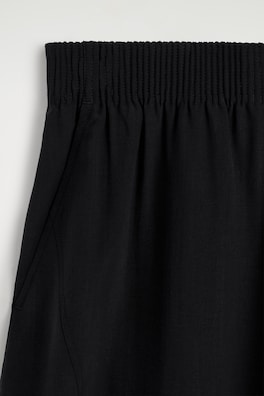 PANELED ELASTICATED BARREL-LEG PANTS — BLACK 5