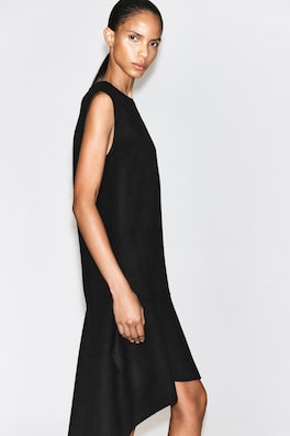 DROPPED-WAIST DOUBLE-FACED WOOL DRESS — CARBON 3