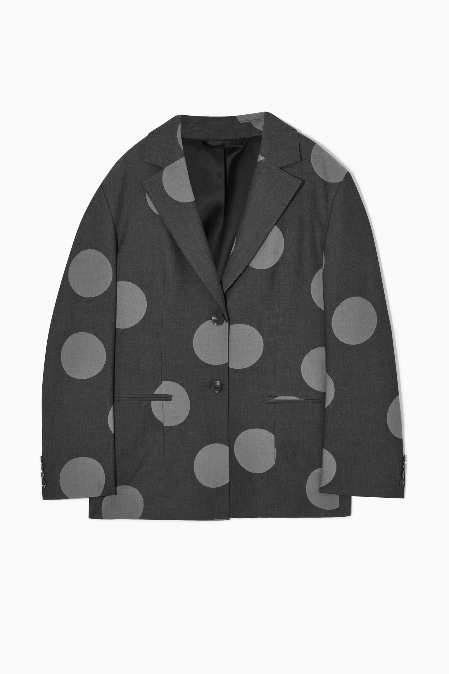 OVERSIZED POLKA-DOT WOOL-BLEND BLAZER - GREY / POLKA DOT
