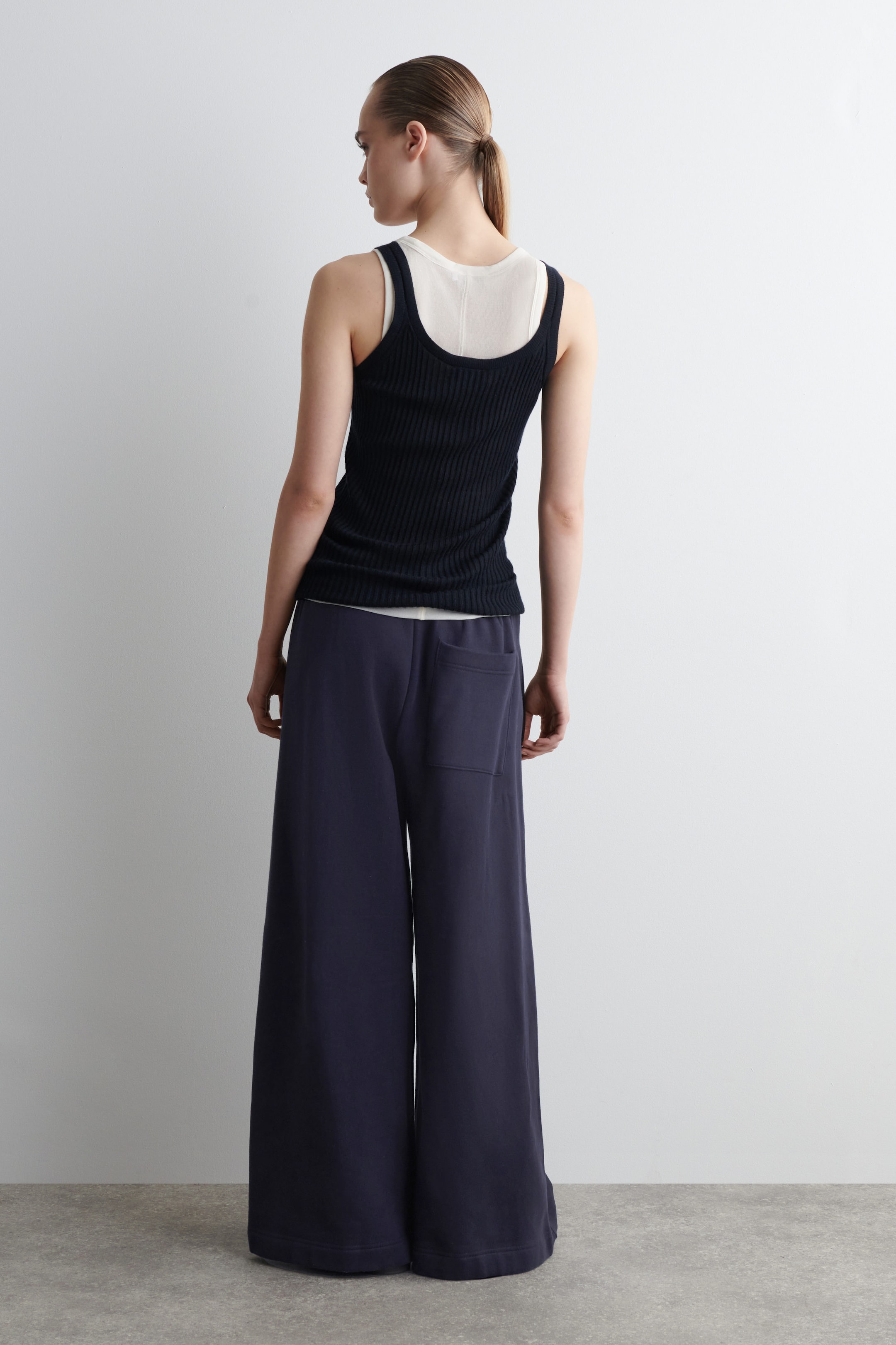 BRUSHED-COTTON WIDE-LEG JOGGERS