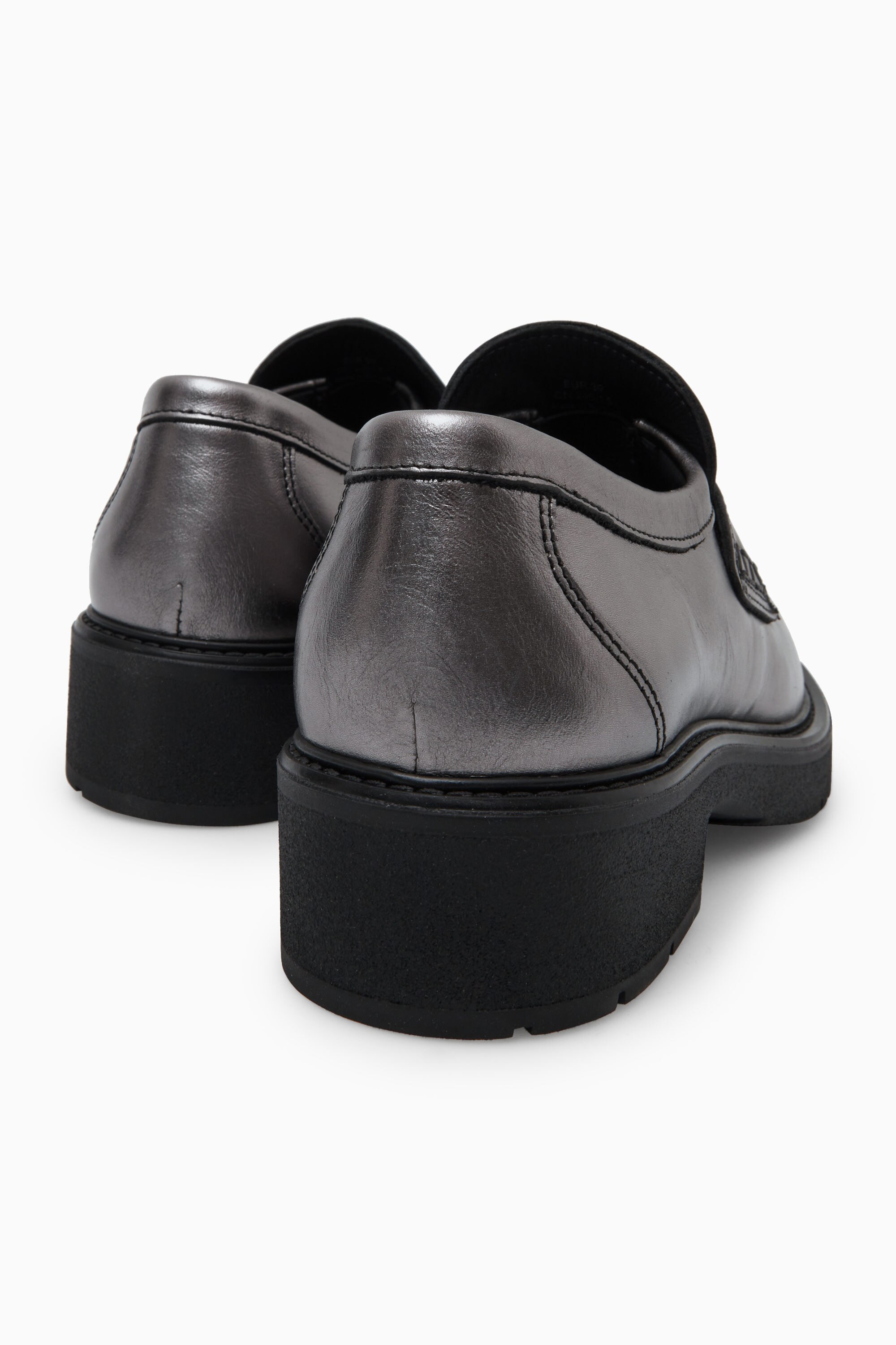 CHUNKY LEATHER PENNY LOAFERS - SILVER | COS