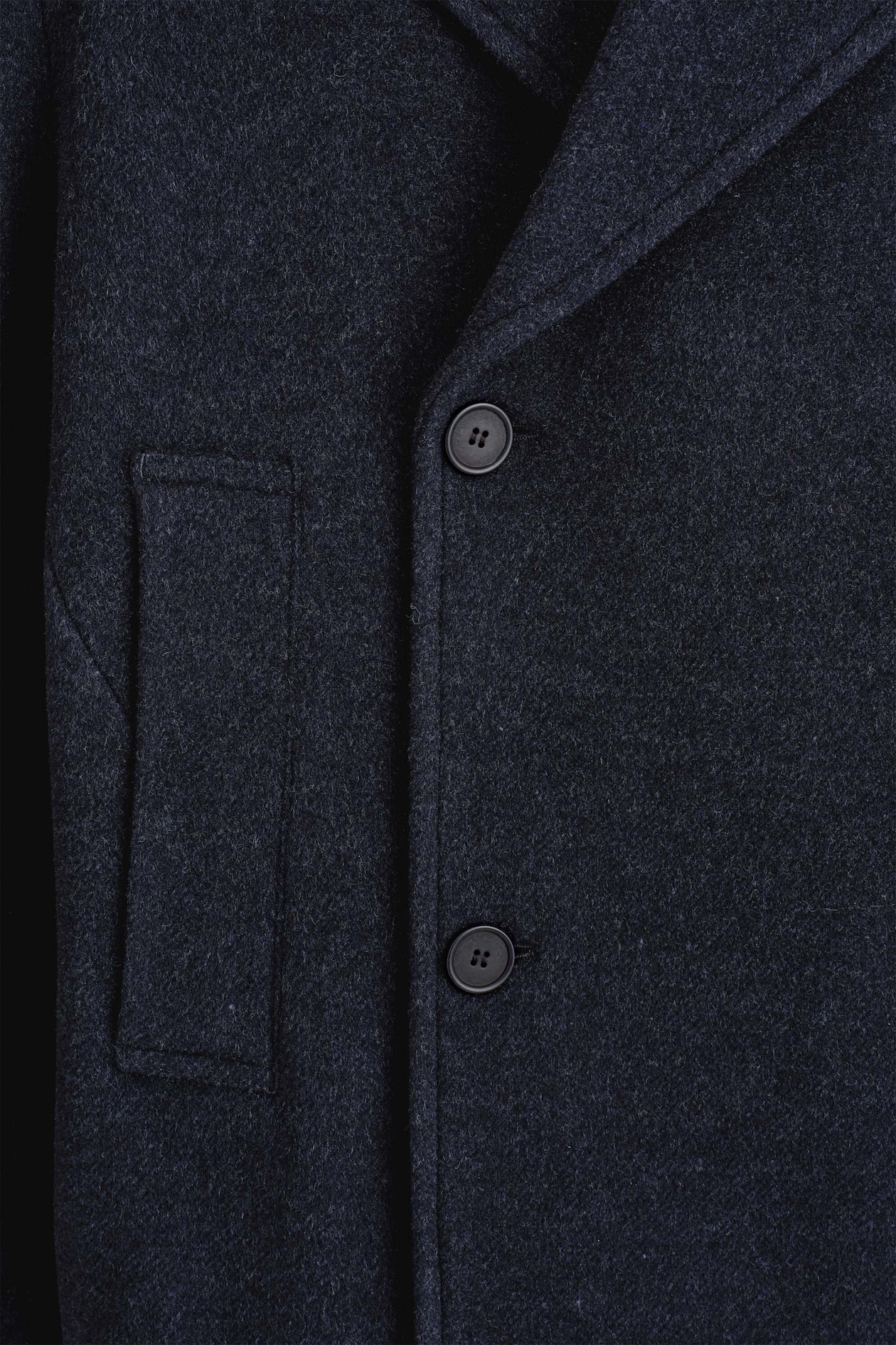 DOUBLE-BREASTED WOOL SHORT PEA COAT — NAVY MÉLANGE