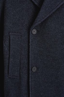 DOUBLE-BREASTED WOOL SHORT PEA COAT — NAVY MÉLANGE 6