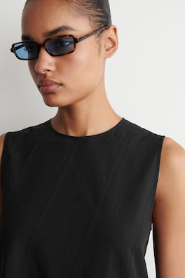 PLEATED COTTON-LINEN MAXI DRESS — BLACK 4
