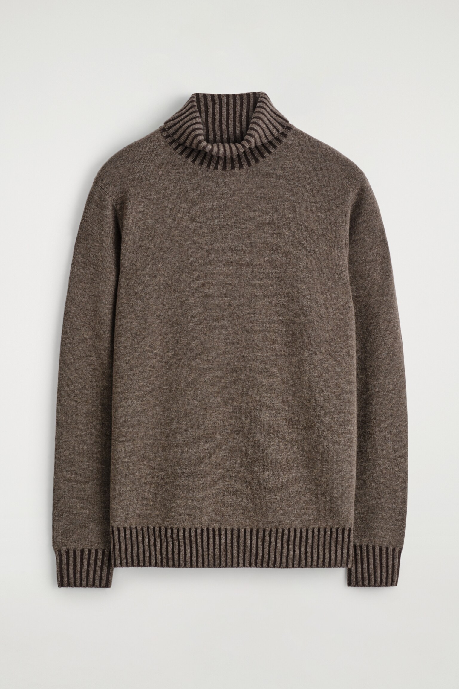 MERINO-CASHMERE ROLL-NECK JUMPER - BROWN MÉLANGE - 2