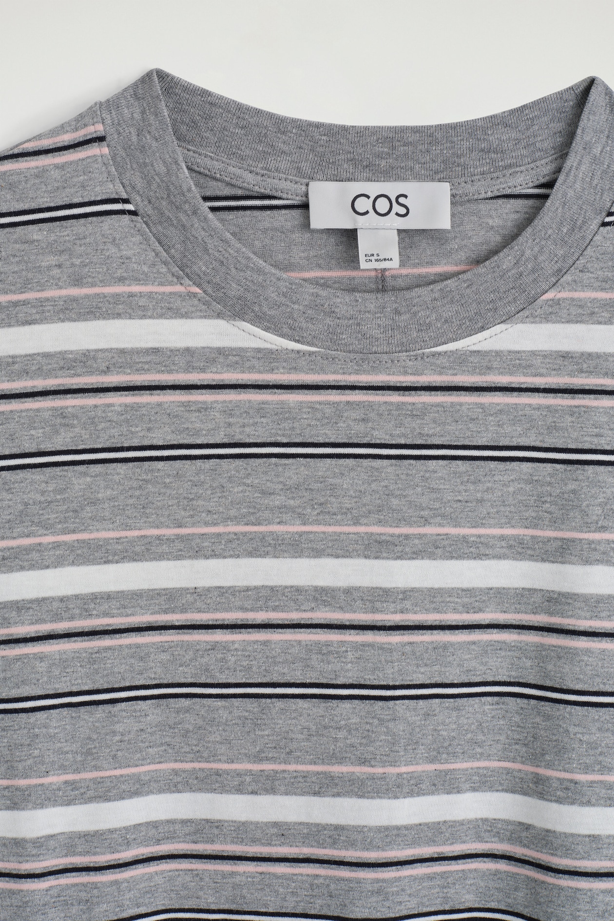 BRUSHED-COTTON LONG-SLEEVED T-SHIRT — GRAY / STRIPED