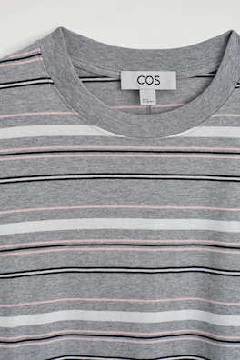 BRUSHED-COTTON LONG-SLEEVED T-SHIRT — GRAY / STRIPED 7