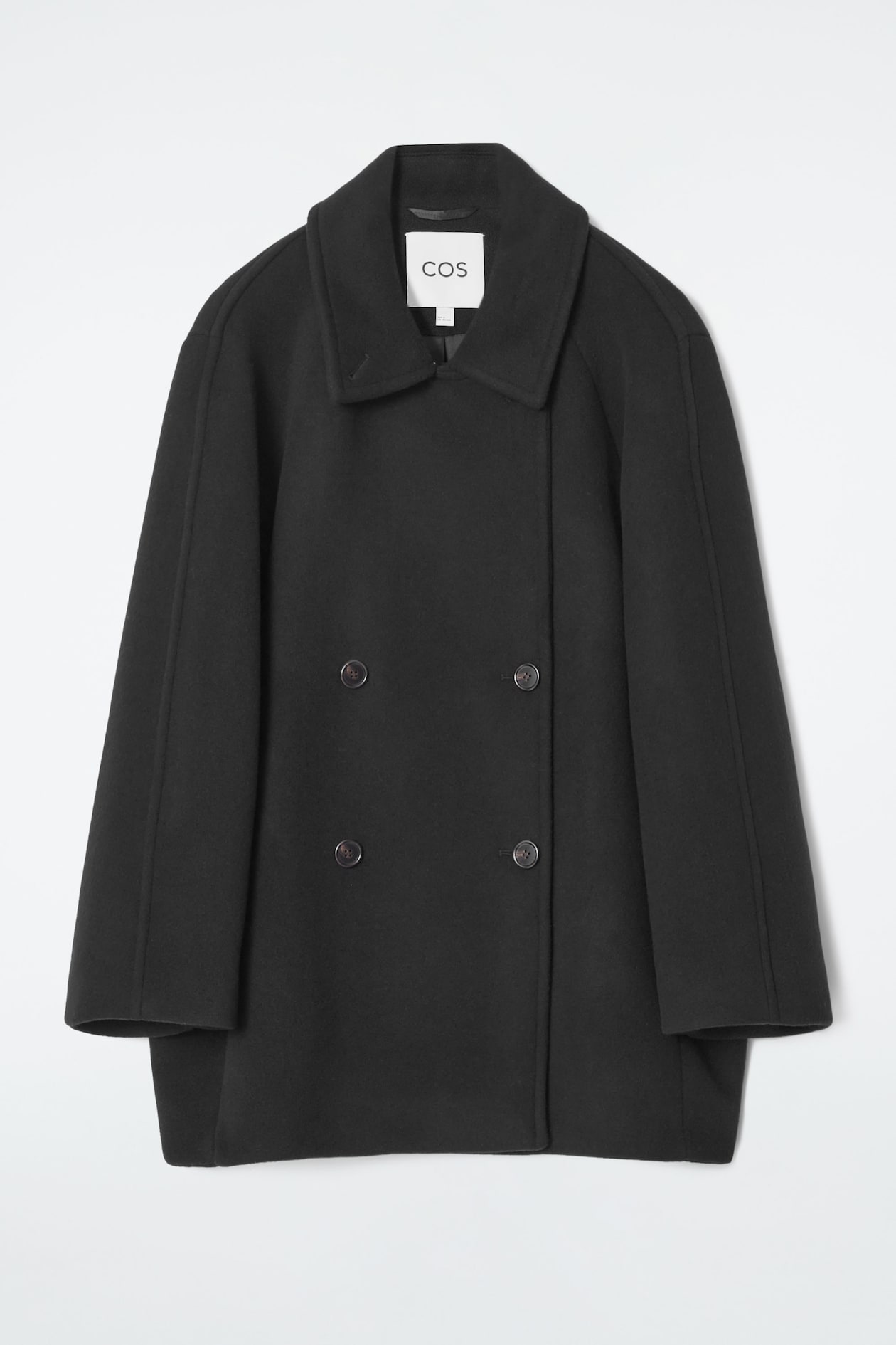 OVERSIZED DOUBLE-BREASTED WOOL PEA COAT BLACK COS