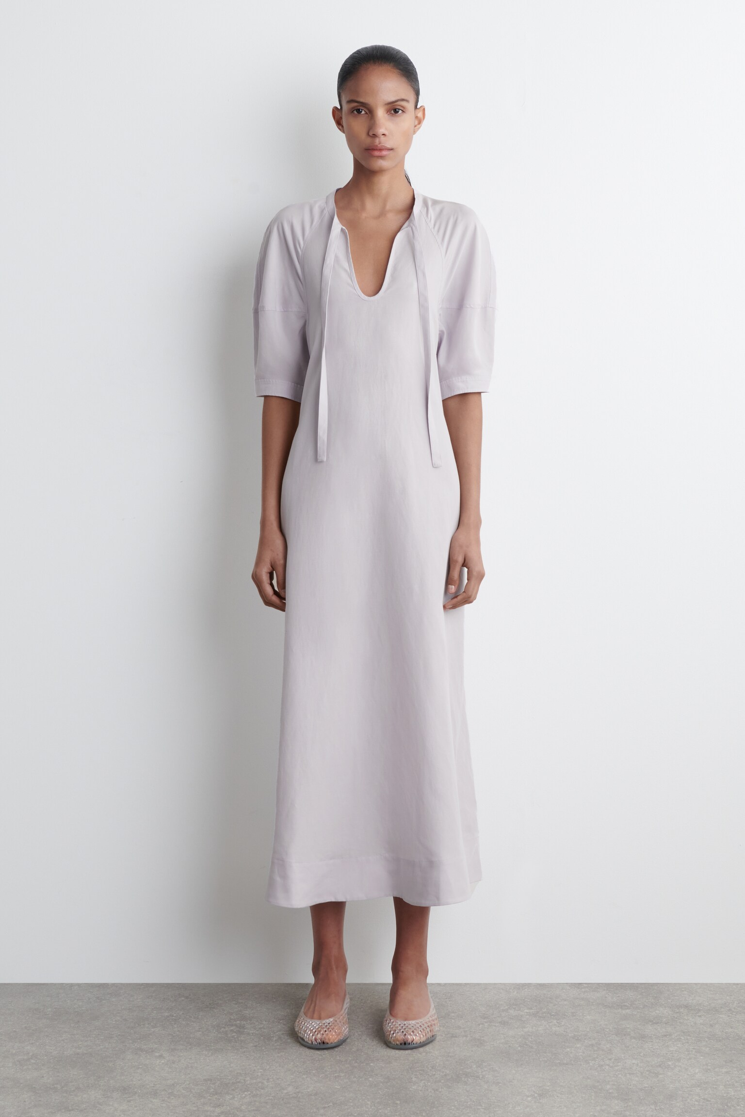 ROBE MIDI À DÉTAIL NOUÉ - LILAS - 4
