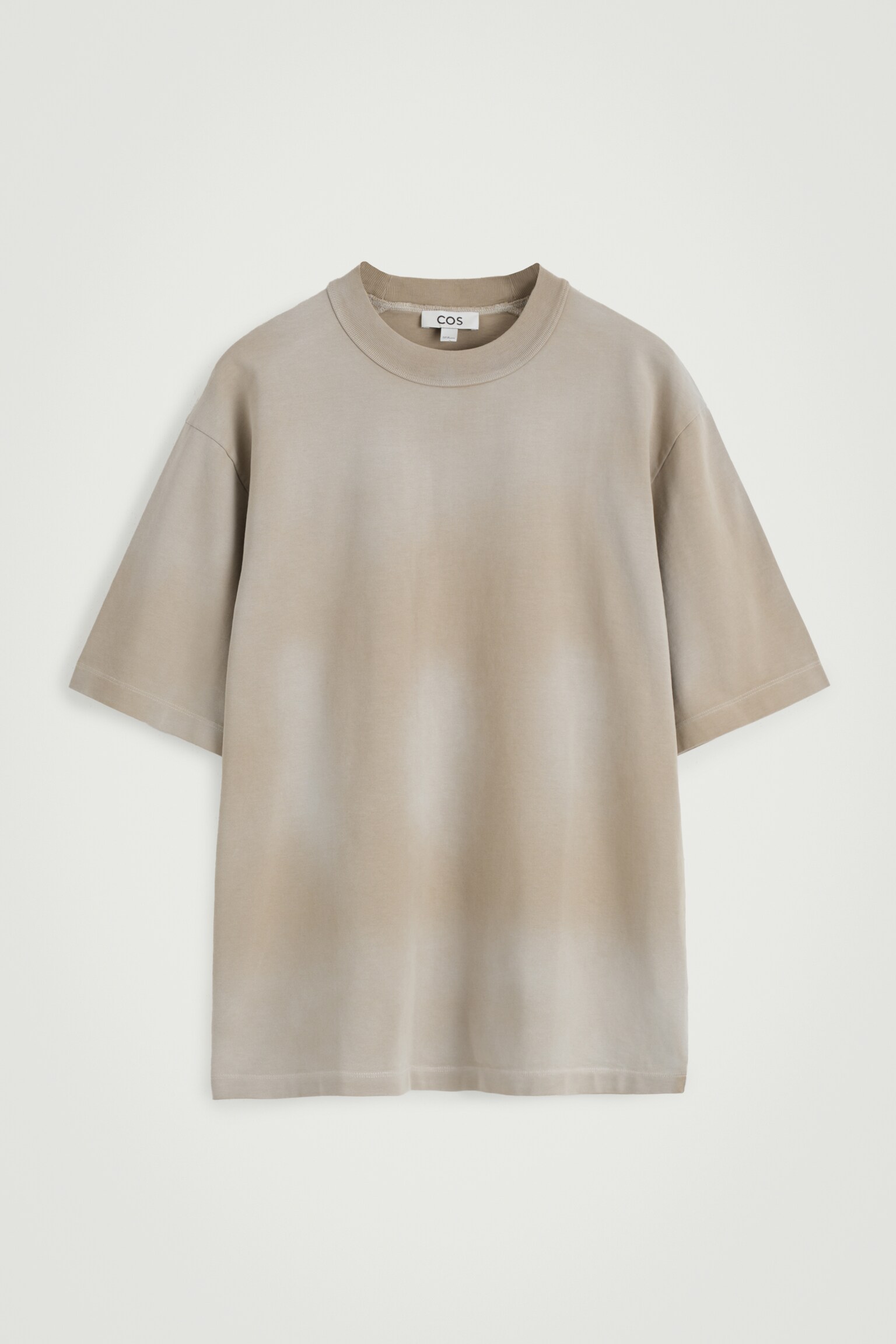 OVERSIZED MOCK-NECK T-SHIRT VAN GEWASSEN JERSEY - MOL/ZWART - 2