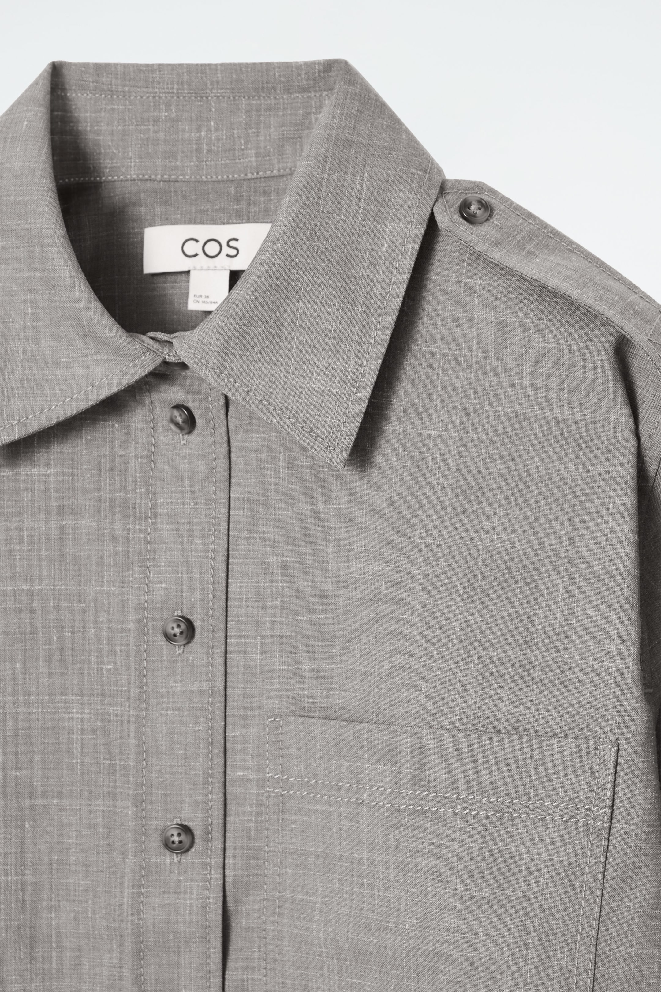 REGULAR EPAULETTE-DETAIL WOOL SHIRT