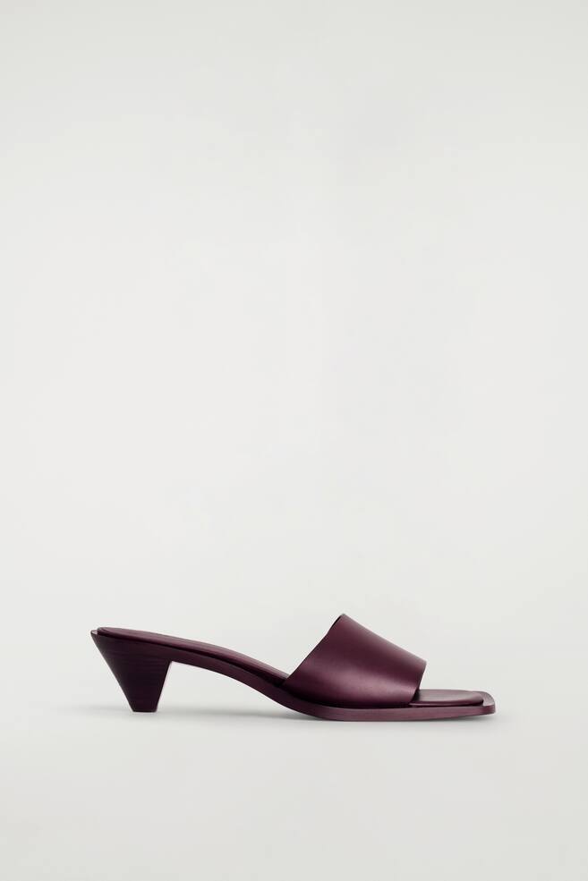 MULES AUS LEDER MIT KITTEN-HEEL - BORDEAUX/SCHWARZ - 1