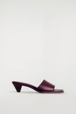 LEATHER KITTEN-HEEL MULES — BORDEAUX 3