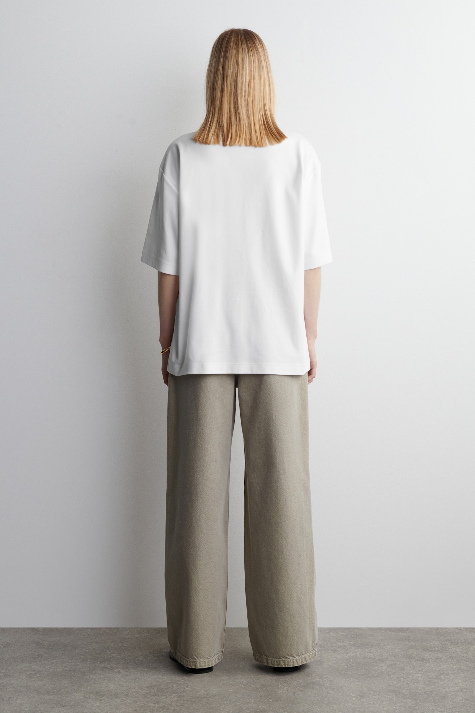OVERSIZED COTTON T-SHIRT - WHITE/LIGHT GREEN/DARK RED - 4