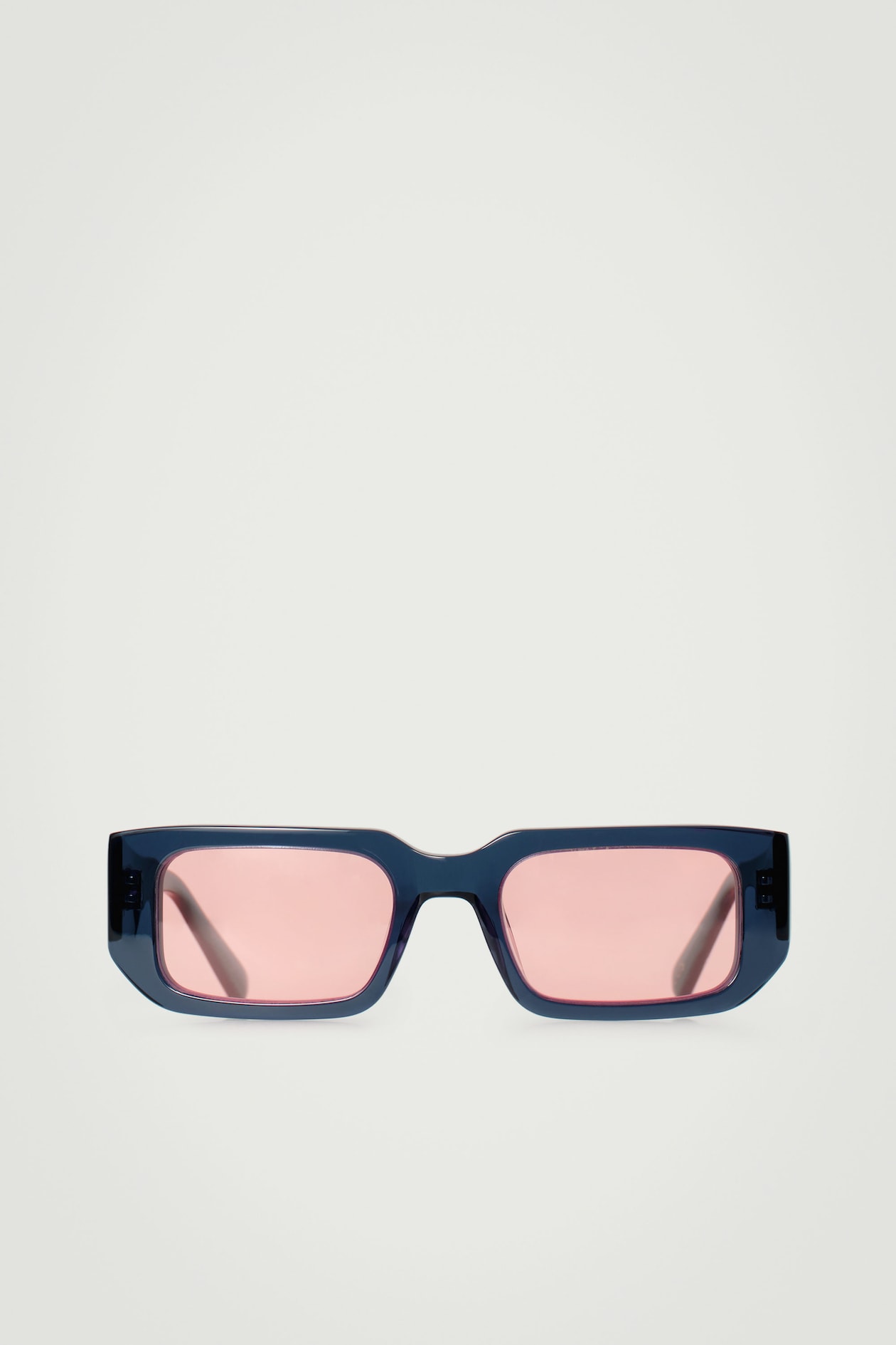 RECTANGLE-FRAME SUNGLASSES — BLUE / PINK