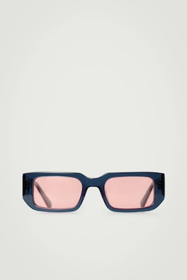 RECTANGLE-FRAME SUNGLASSES — BLUE / PINK 3