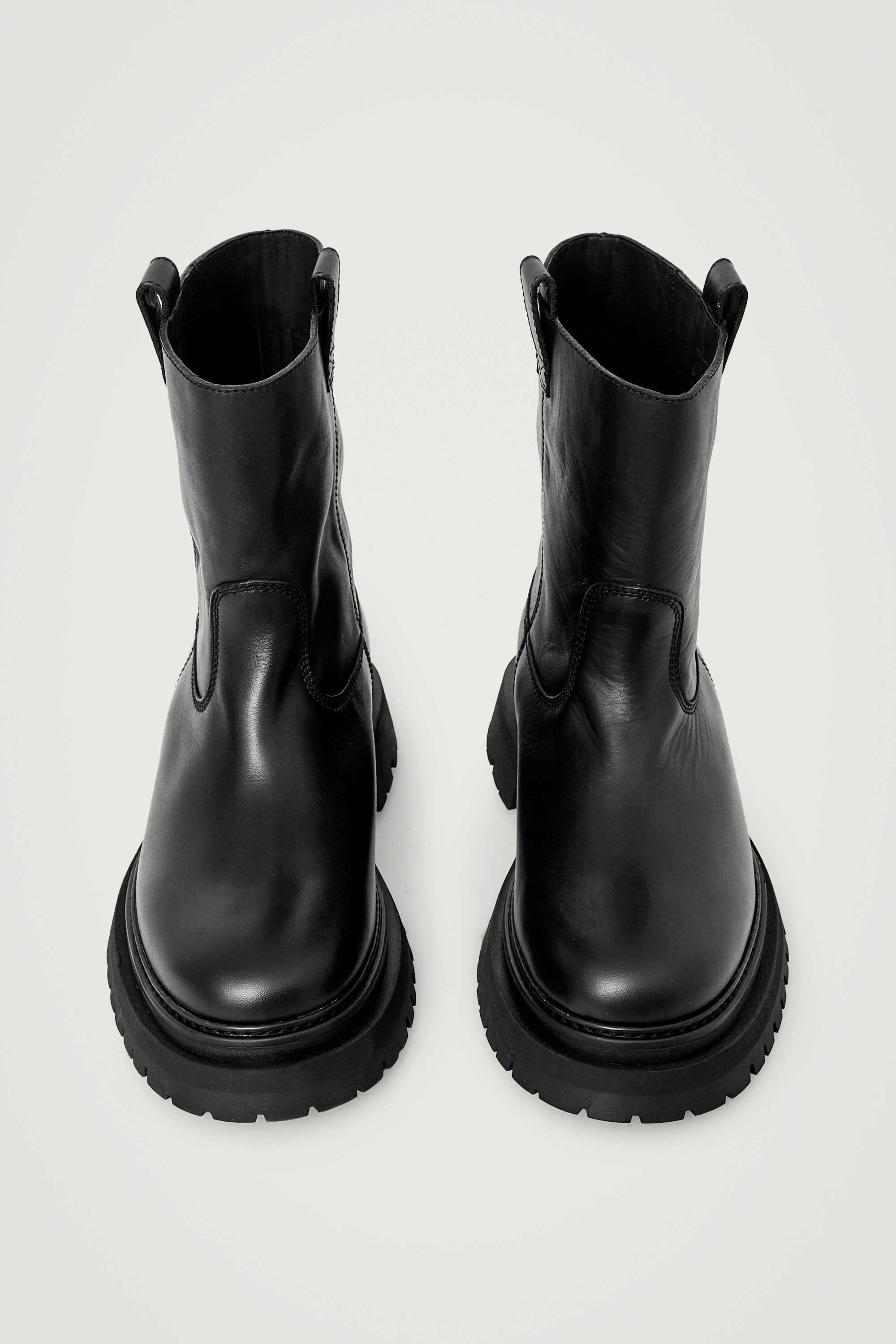 COS Leather Biker Boots in BLACK | endource