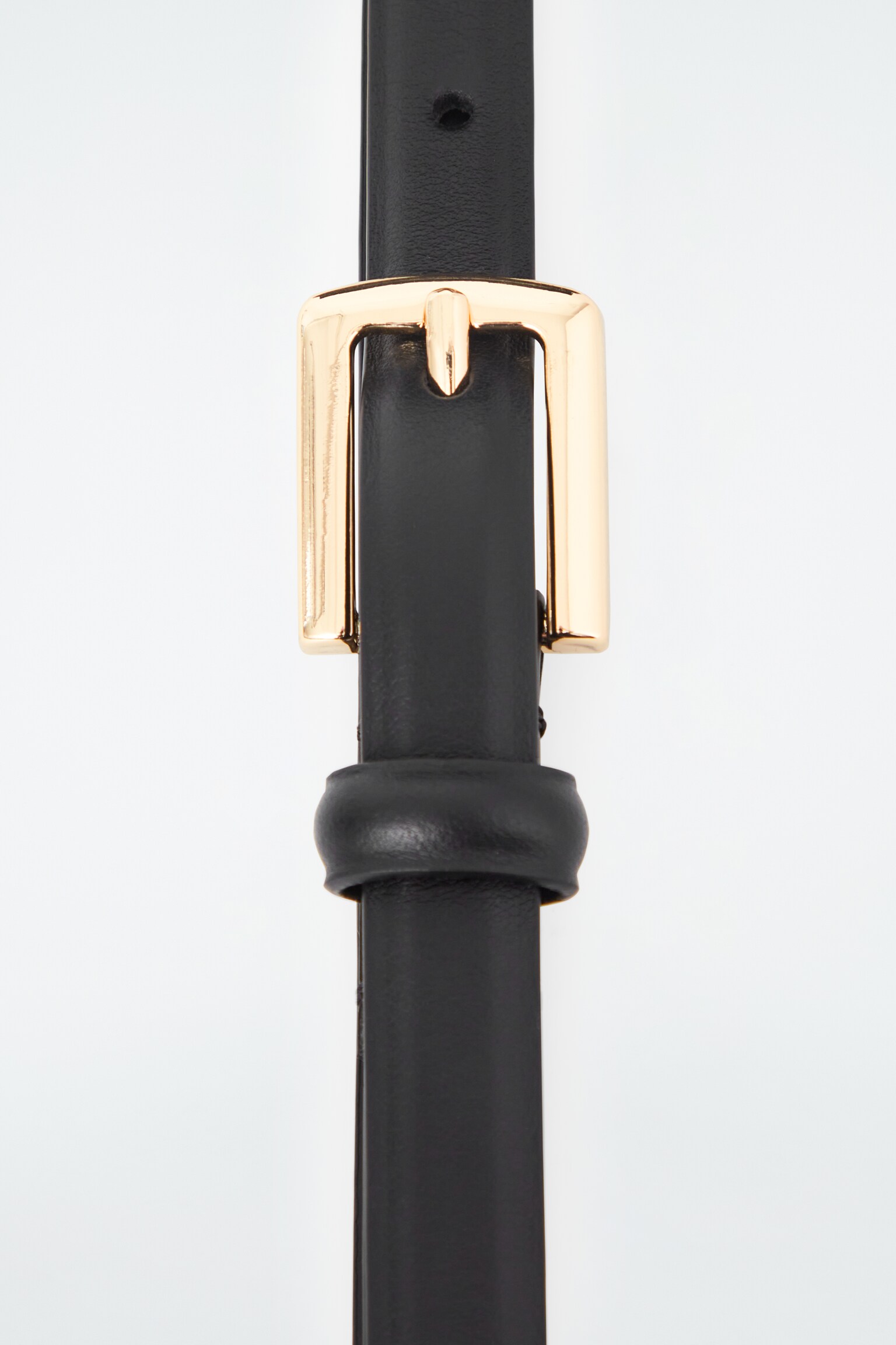 SKINNY LEATHER BELT - BLACK/SNAKE EFFECT - 3