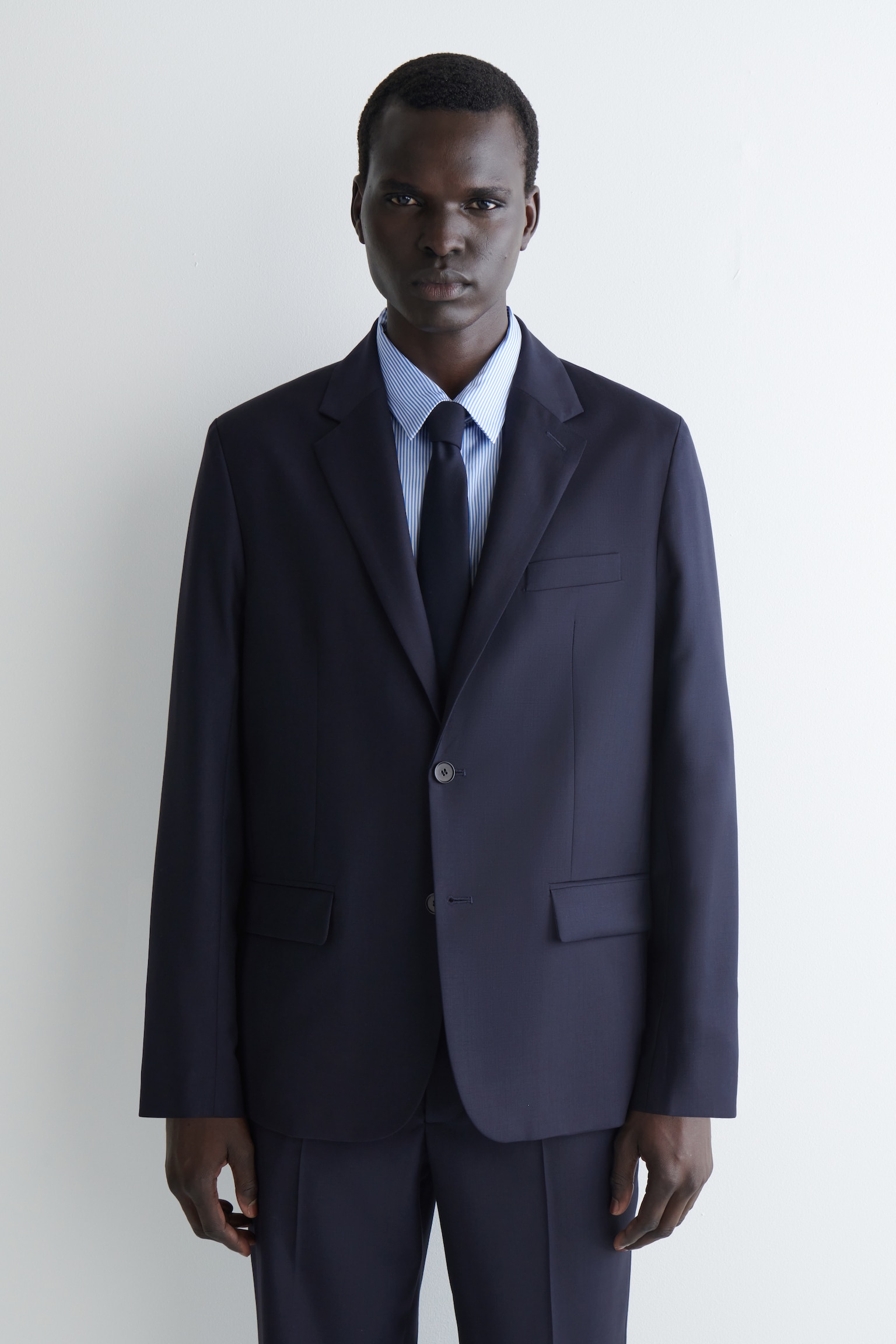 SINGLE-BREASTED WOOL BLAZER - NAVY