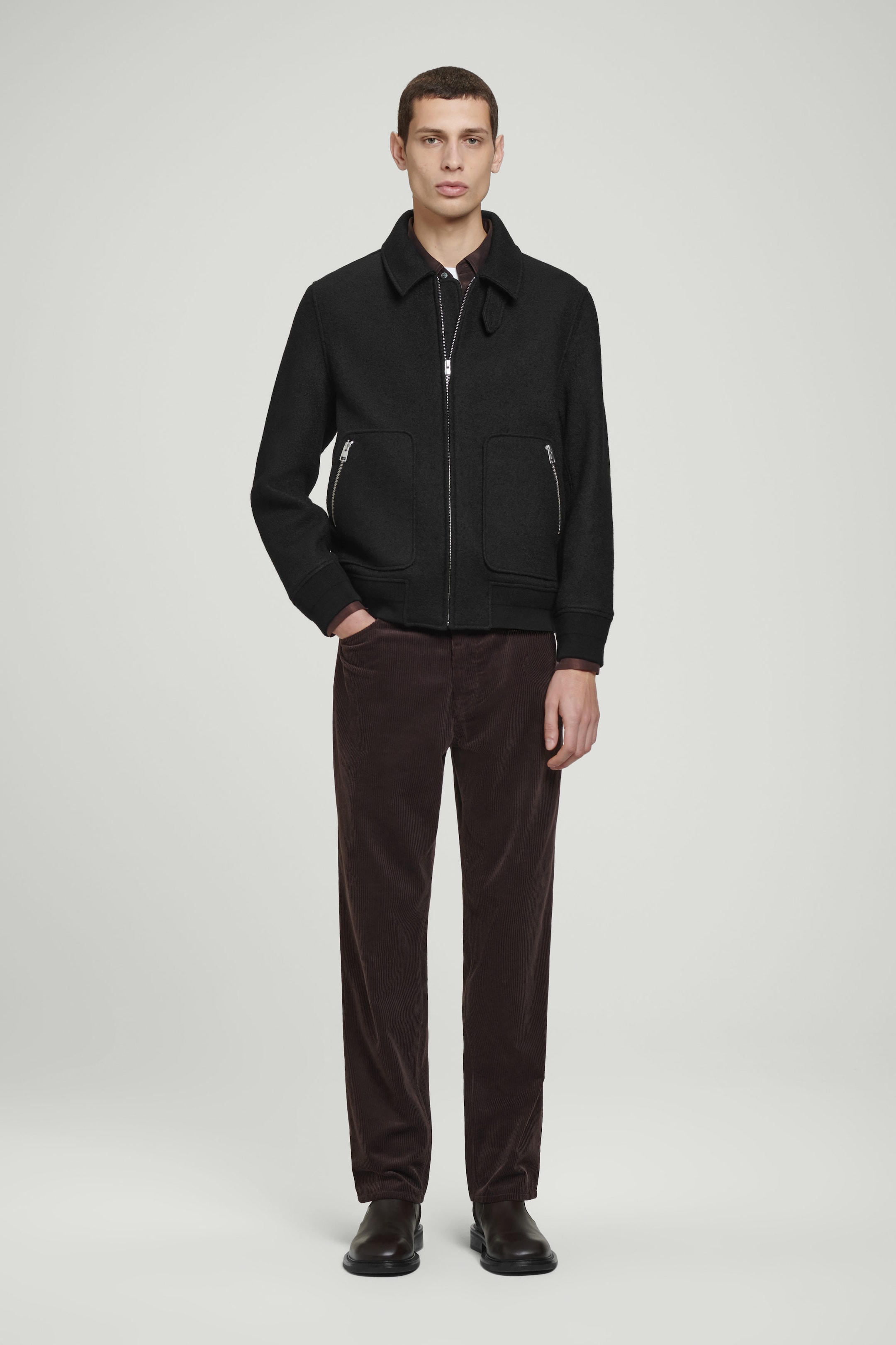 BOILED MERINO WOOL AVIATOR JACKET