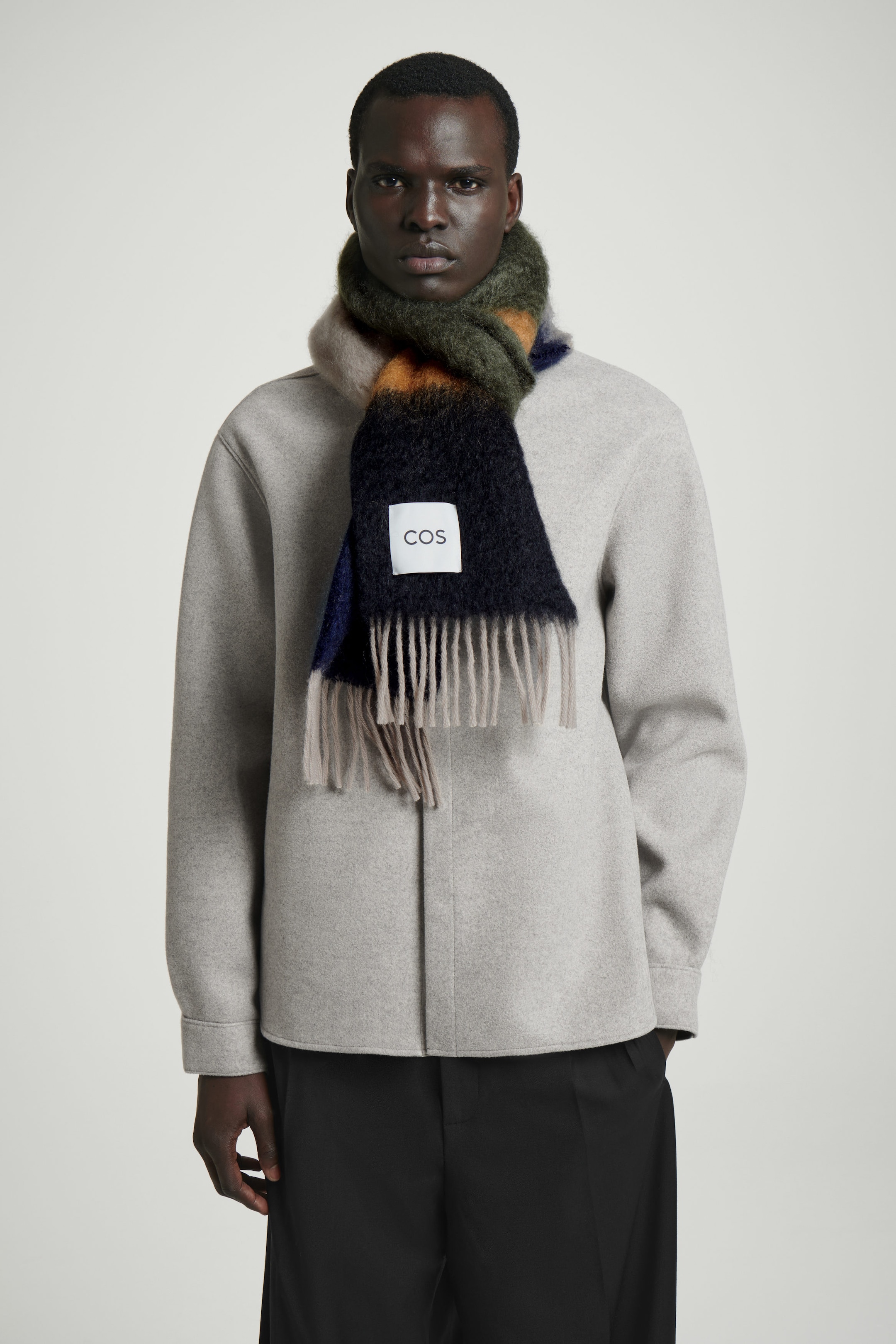 COLOUR-BLOCK MOHAIR SCARF