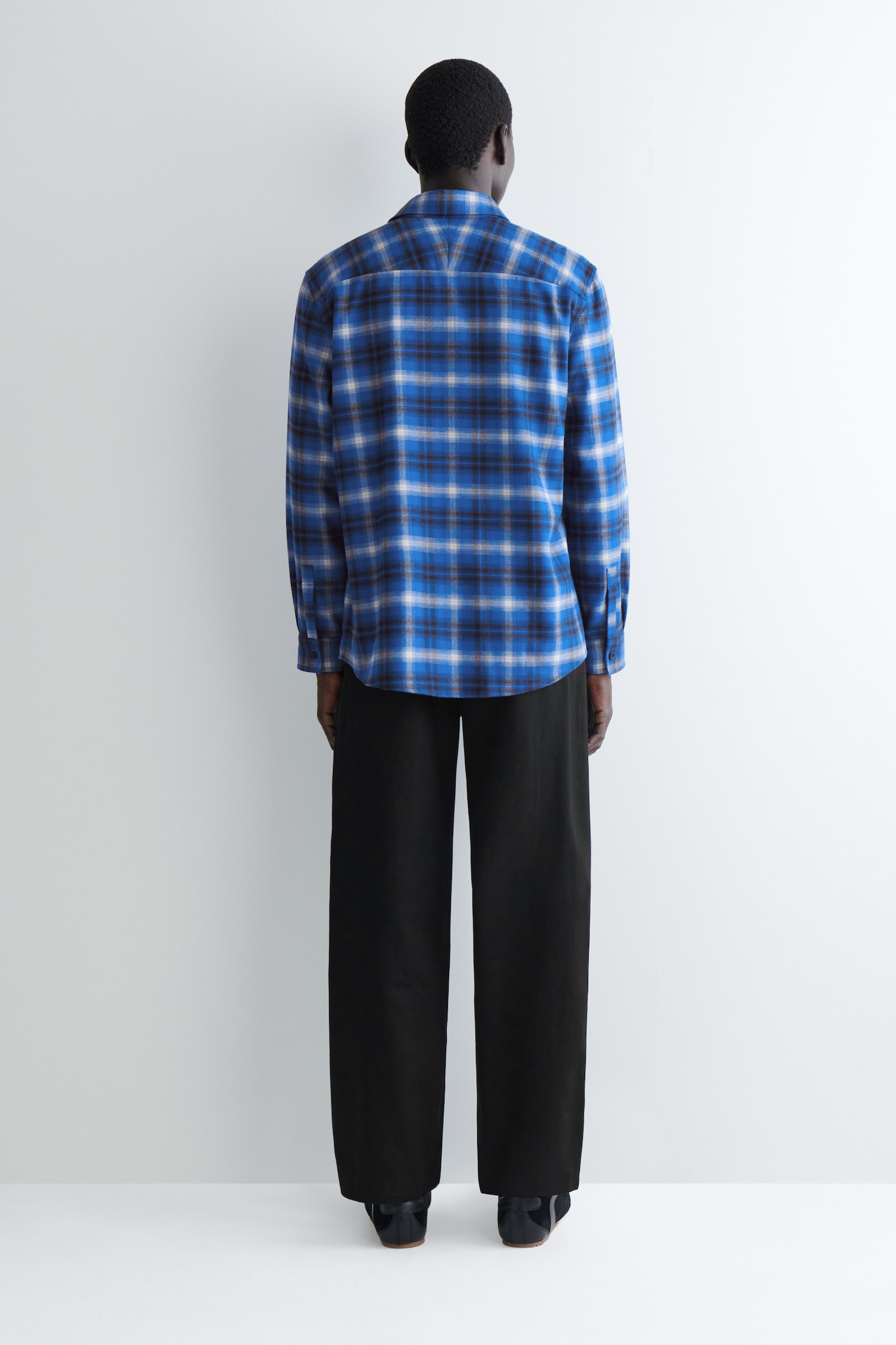 CAMISA DE CUADROS EN MEZCLA DE LANA RELAXED FIT - AZUL/CUADROS - 6